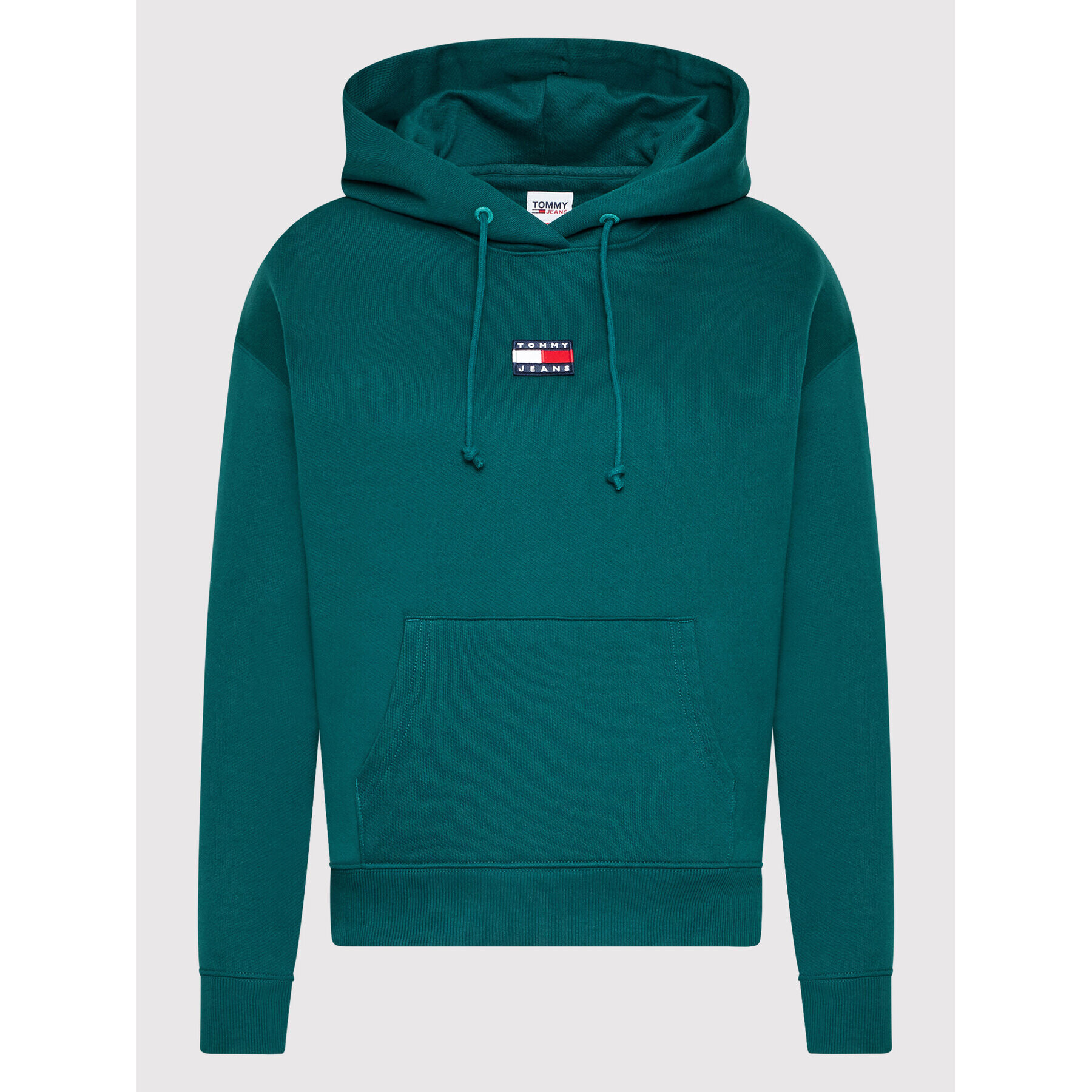 Tommy Jeans Bluză Center Badge DW0DW10403 Verde Relaxed Fit - Pled.ro