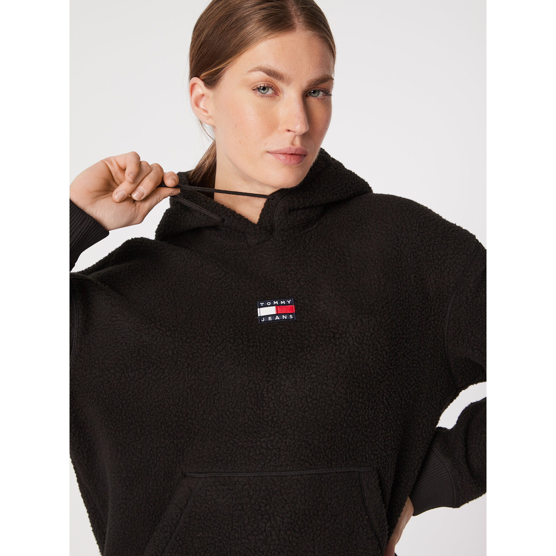 Tommy Jeans Bluză Center Badge Fleece DW0DW14690 Negru Regular Fit - Pled.ro