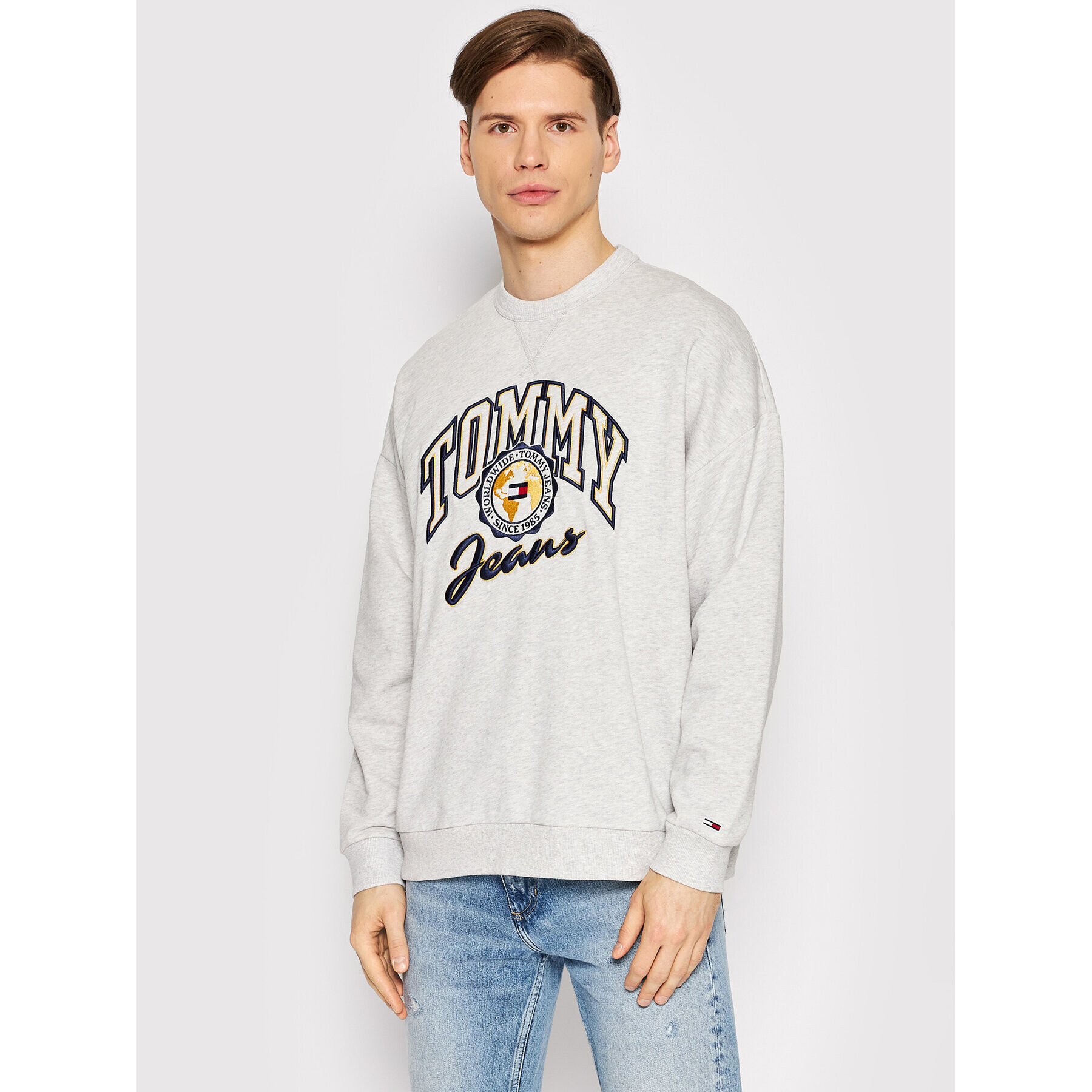 Tommy Jeans Bluză College Archive DM0DM12948 Gri Regular Fit - Pled.ro