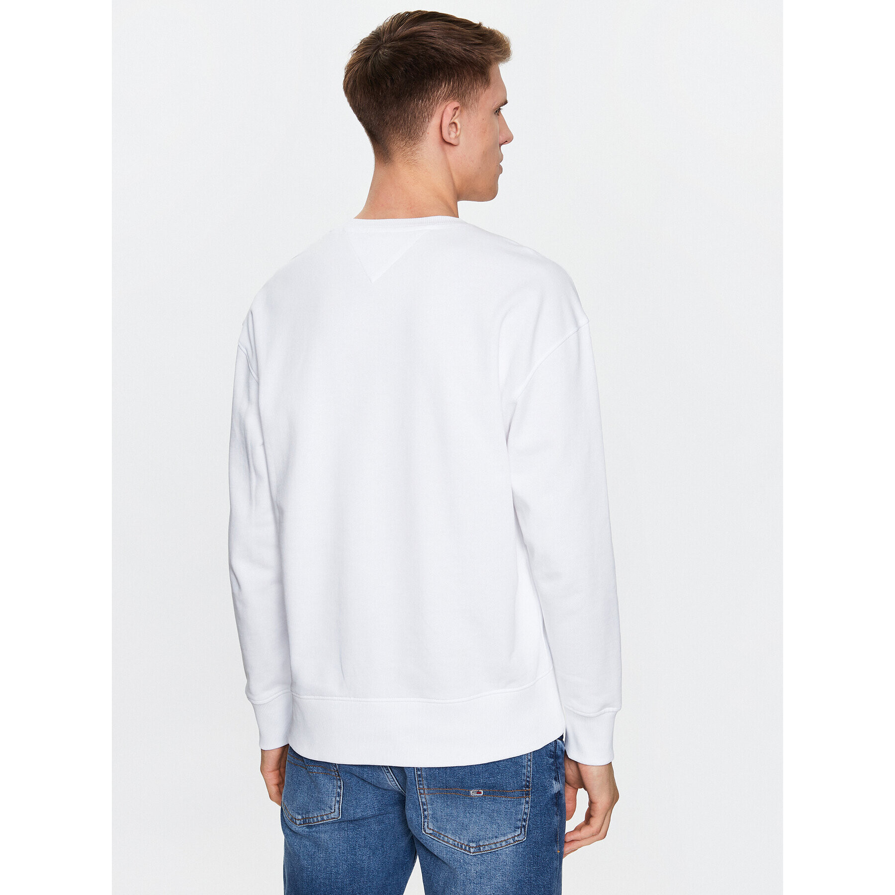 Tommy Jeans Bluză College Pop DM0DM16383 Alb Relaxed Fit - Pled.ro