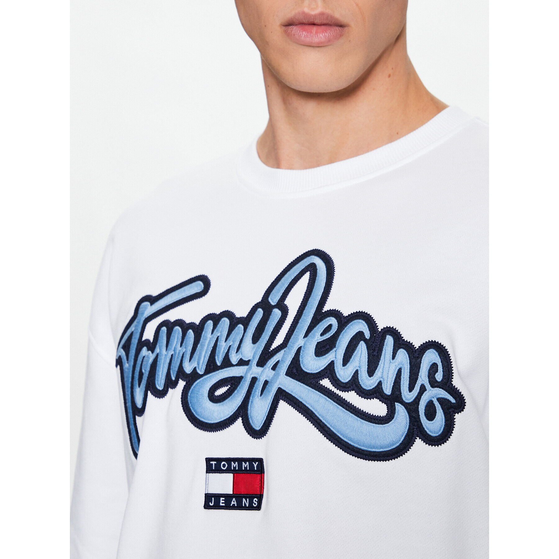 Tommy Jeans Bluză College Pop DM0DM16383 Alb Relaxed Fit - Pled.ro