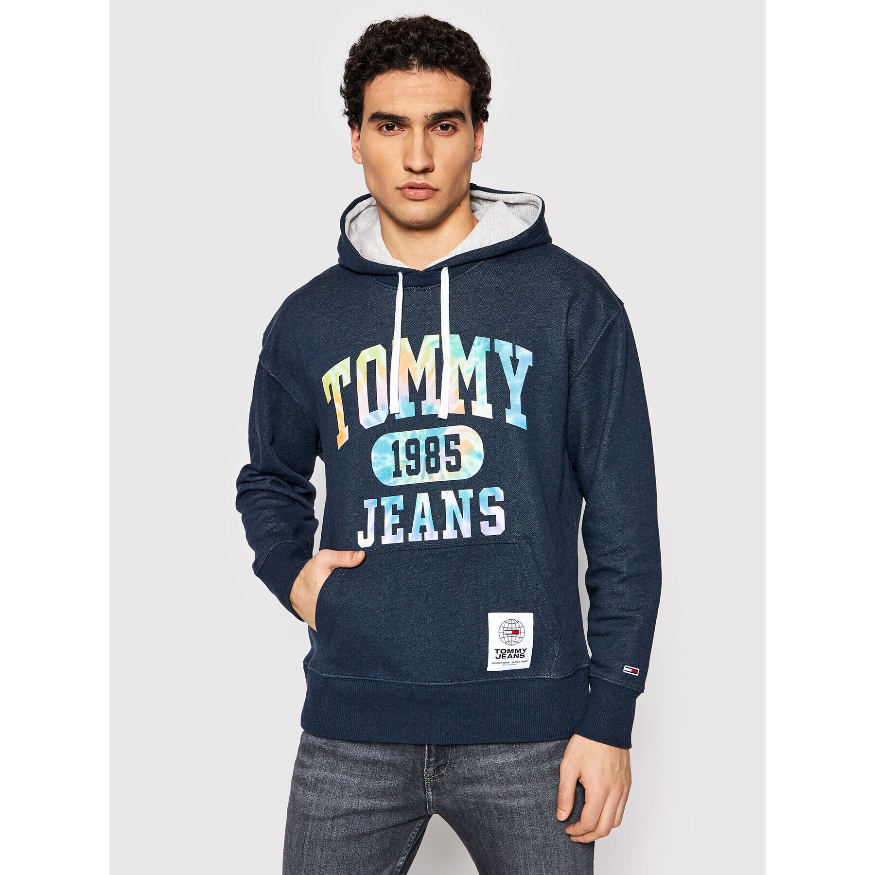 Tommy Jeans Bluză College Tie Dye DM0DM12350 Bleumarin Regular Fit - Pled.ro