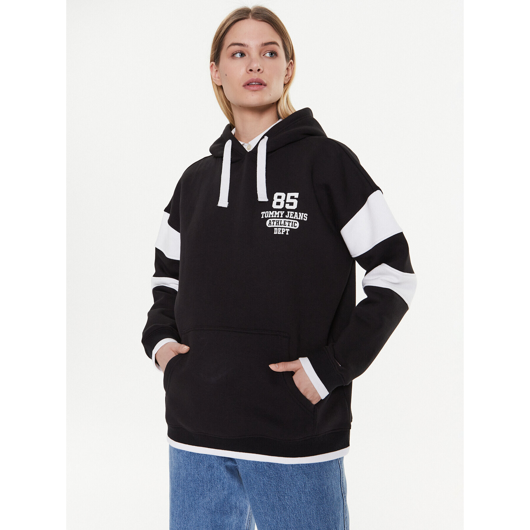 Tommy Jeans Bluză Collegiate 85 DW0DW14860 Negru Oversize - Pled.ro