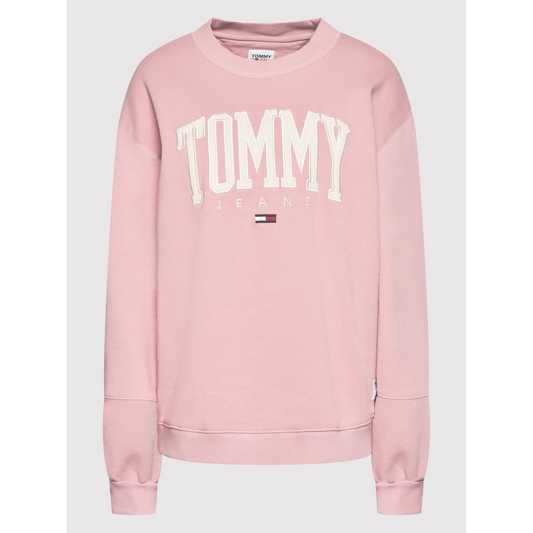 Tommy Jeans Bluză Collegiate DW0DW12103 Roz Relaxed Fit - Pled.ro