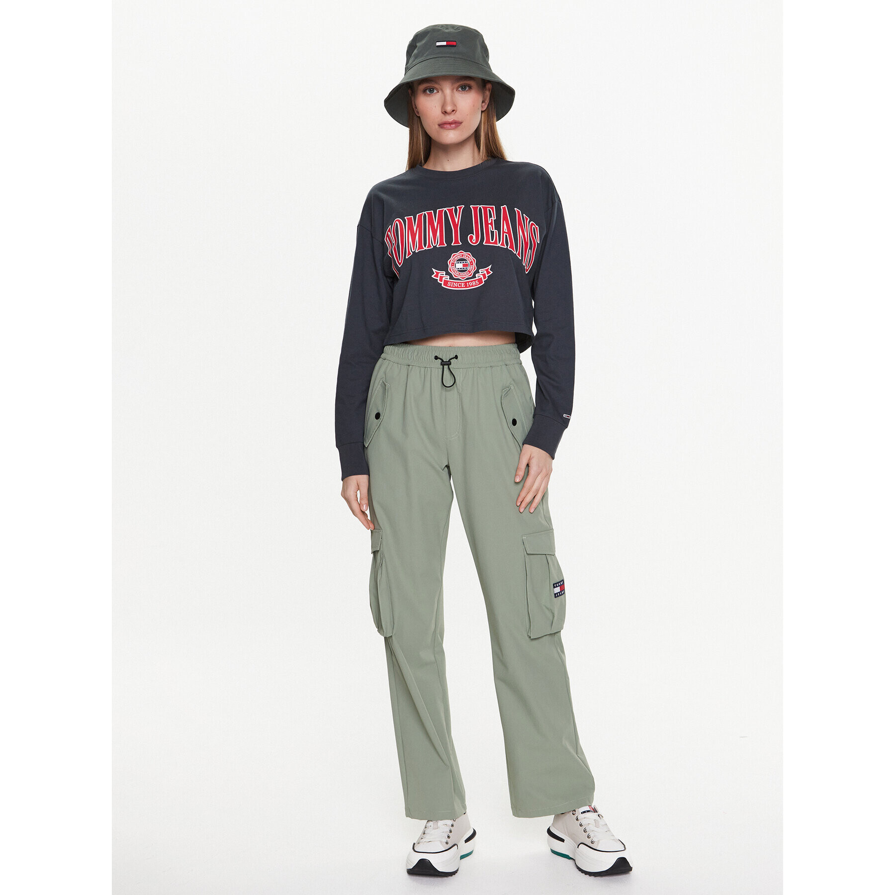 Tommy Jeans Bluză Collegiate DW0DW15575 Gri Cropped Fit - Pled.ro