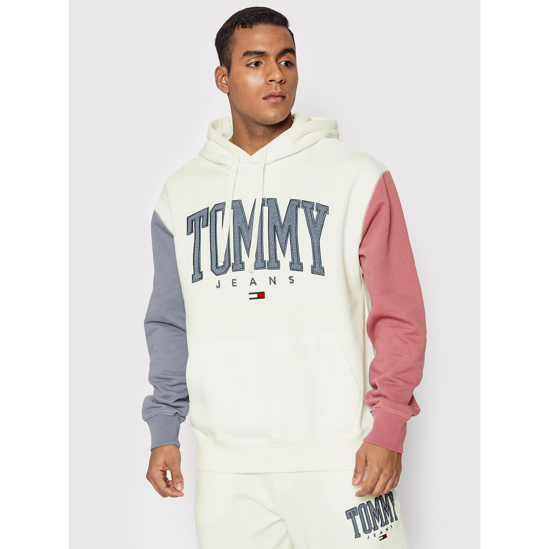 Tommy Jeans Bluză Color Block DM0DM1254 Alb Relaxed Fit - Pled.ro