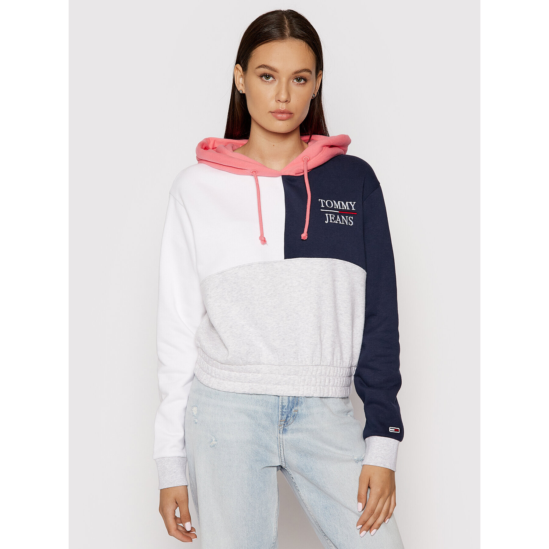 Tommy Jeans Bluză Colorblock Logo DW0DW10453 Gri Regular Fit - Pled.ro