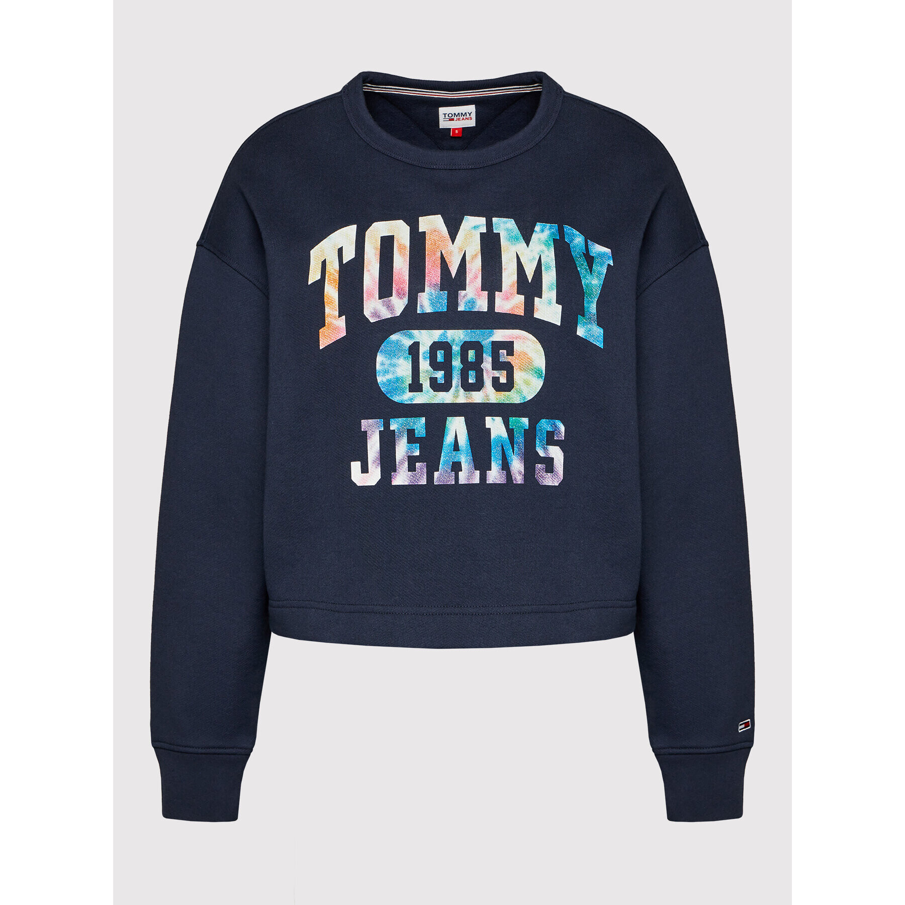 Tommy Jeans Bluză Crop Tie Dye 3 DW0DW12048 Bleumarin Cropped Fit - Pled.ro