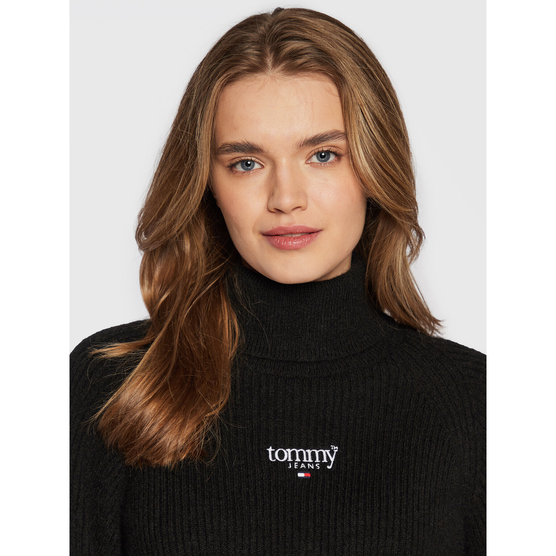 Tommy Jeans Bluză cu gât Lofty DW0DW14257 Negru Relaxed Fit - Pled.ro