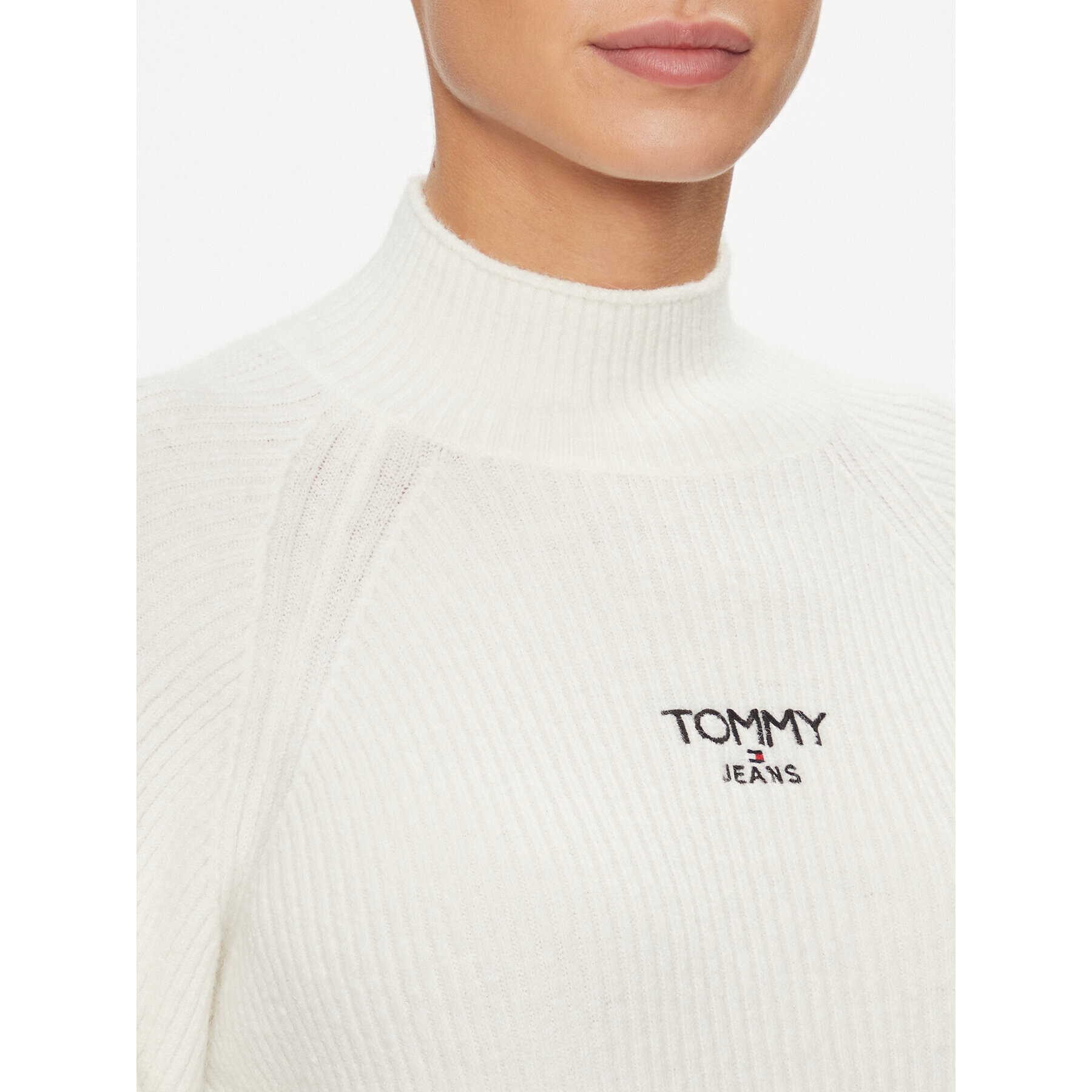 Tommy Jeans Bluză cu gât Lofty DW0DW16524 Écru Relaxed Fit - Pled.ro