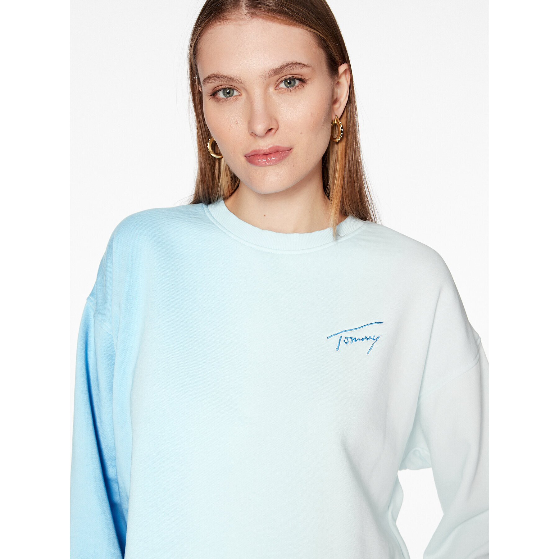 Tommy Jeans Bluză Dip Dye DW0DW15427 Albastru Boxy Fit - Pled.ro