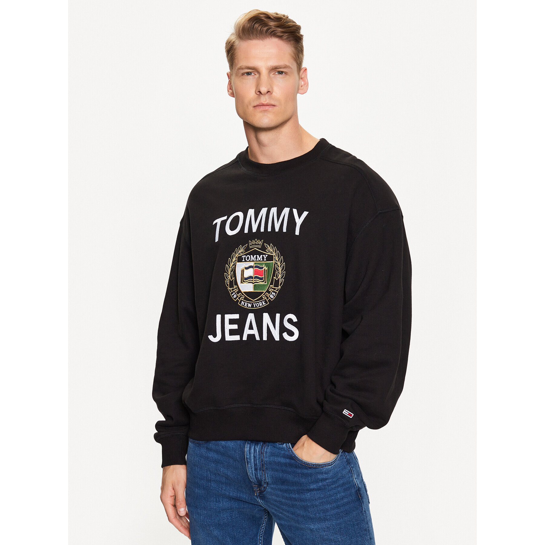 Tommy Jeans Bluză DM0DM16376 Negru Boxy Fit - Pled.ro