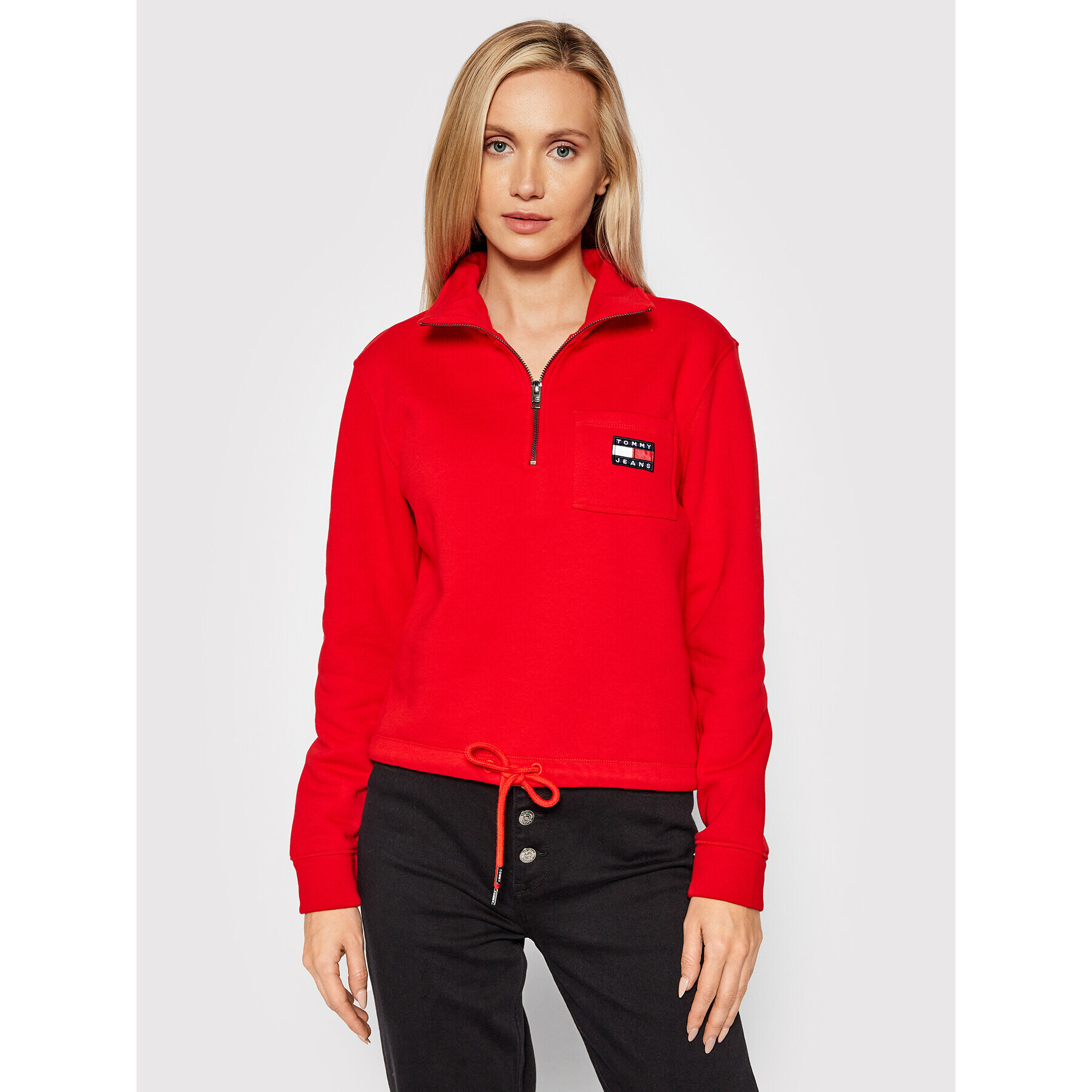 Tommy Jeans Bluză DW0DW11045 Roșu Relaxed Fit - Pled.ro