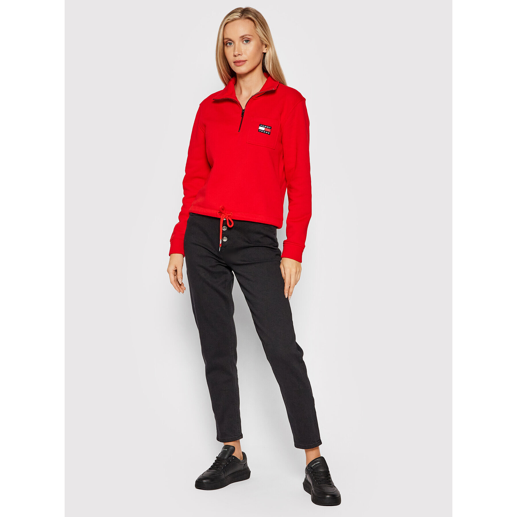 Tommy Jeans Bluză DW0DW11045 Roșu Relaxed Fit - Pled.ro