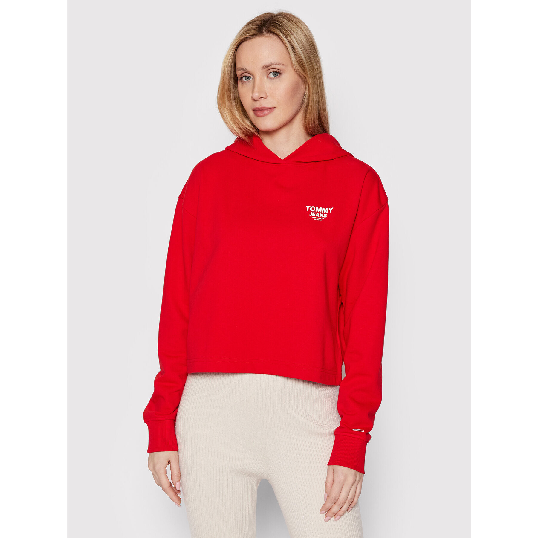 Tommy Jeans Bluză DW0DW12719 Roșu Boxy Fit - Pled.ro