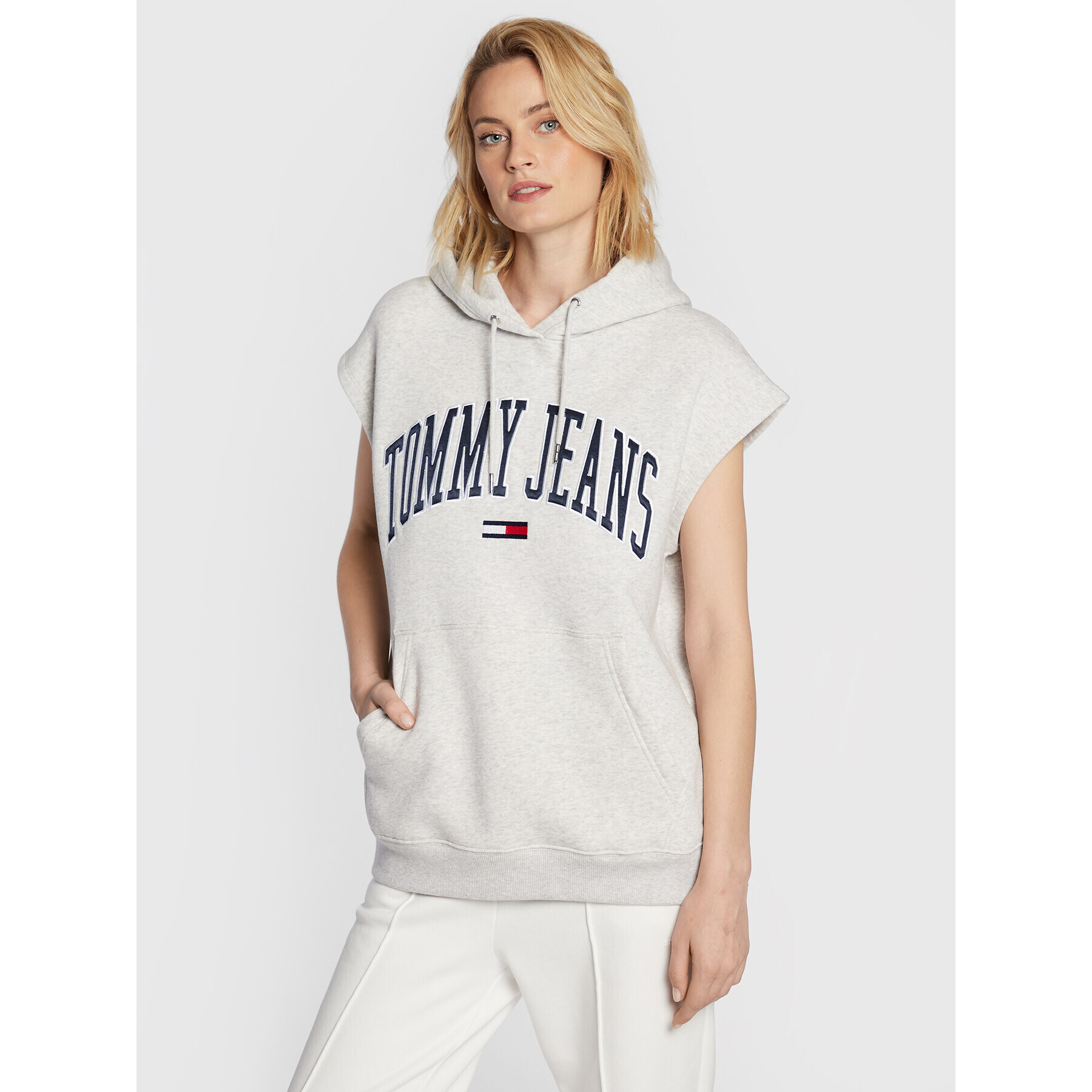 Tommy Jeans Bluză DW0DW14343 Gri Oversize - Pled.ro