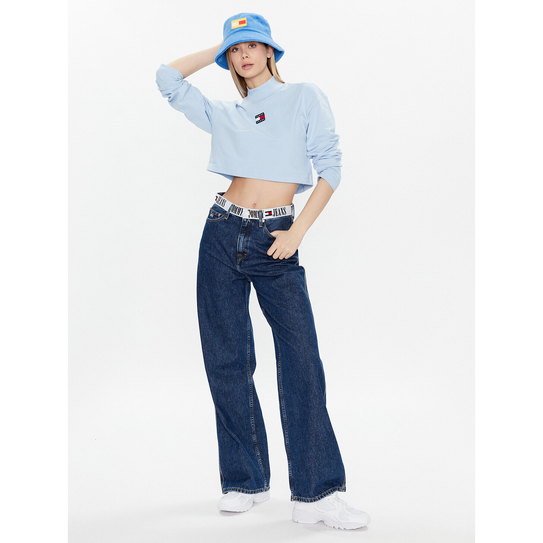 Tommy Jeans Bluză DW0DW14884 Albastru Cropped Fit - Pled.ro