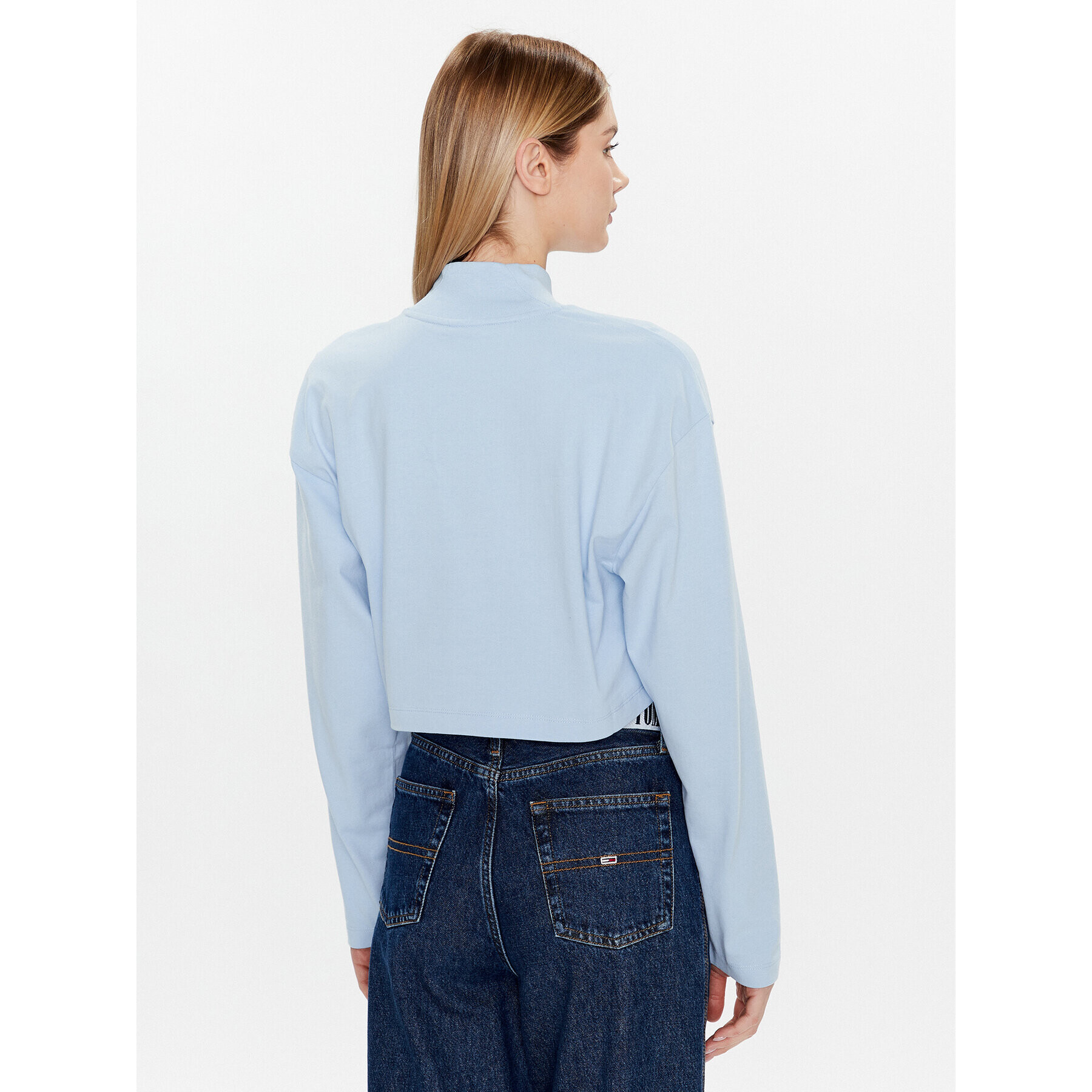 Tommy Jeans Bluză DW0DW14884 Albastru Cropped Fit - Pled.ro