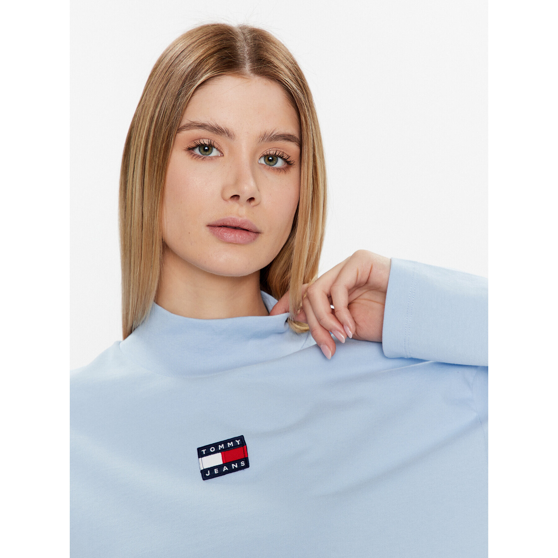 Tommy Jeans Bluză DW0DW14884 Albastru Cropped Fit - Pled.ro