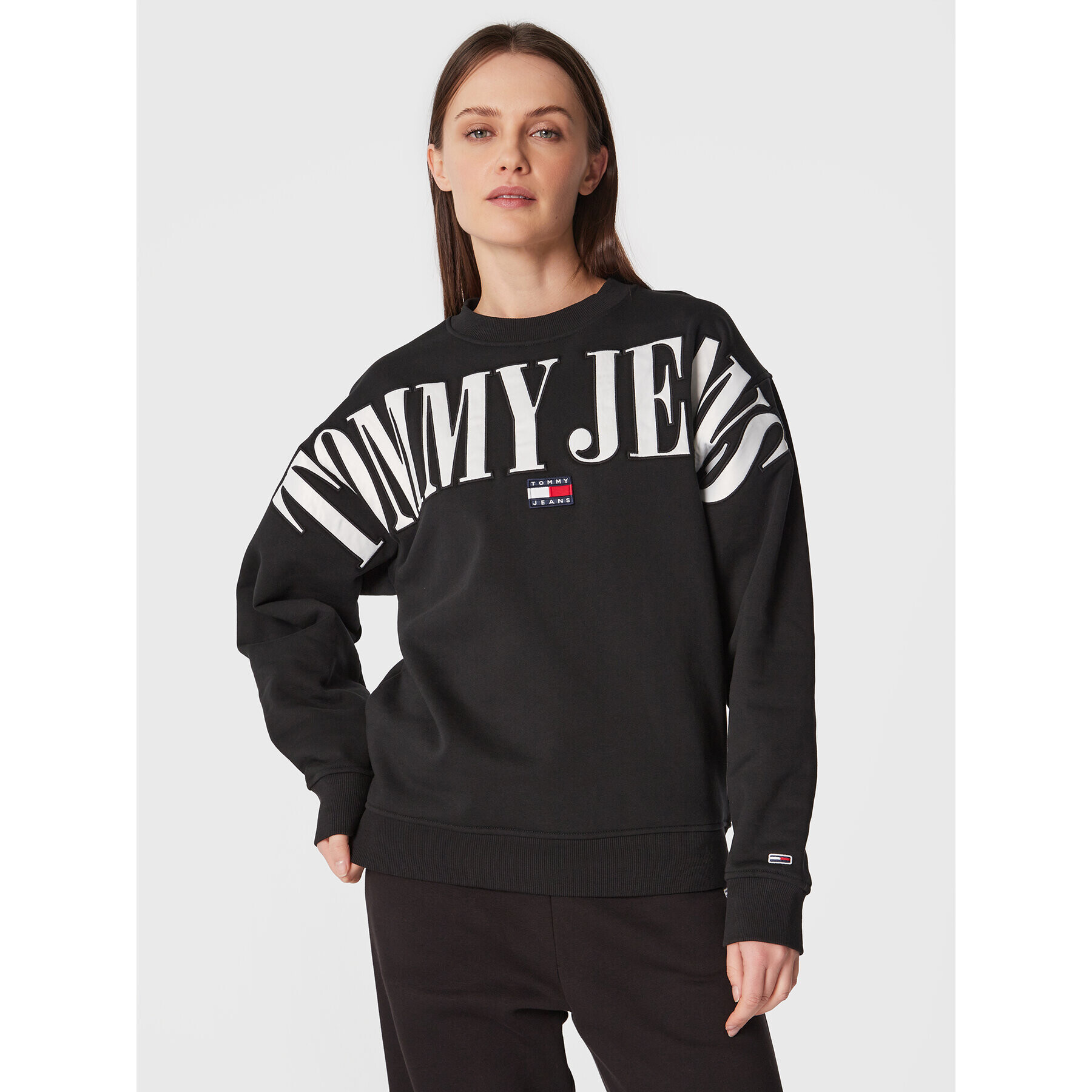 Tommy Jeans Bluză DW0DW15059 Negru Relaxed Fit - Pled.ro