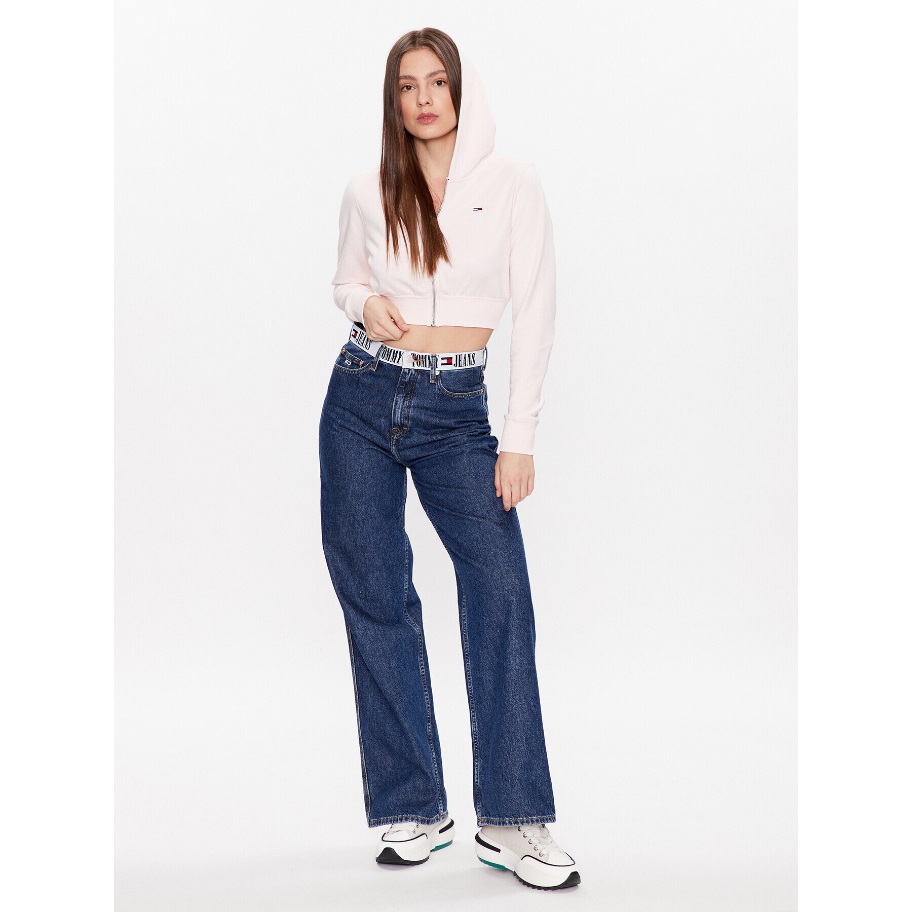 Tommy Jeans Bluză DW0DW15414 Roz Cropped Fit - Pled.ro