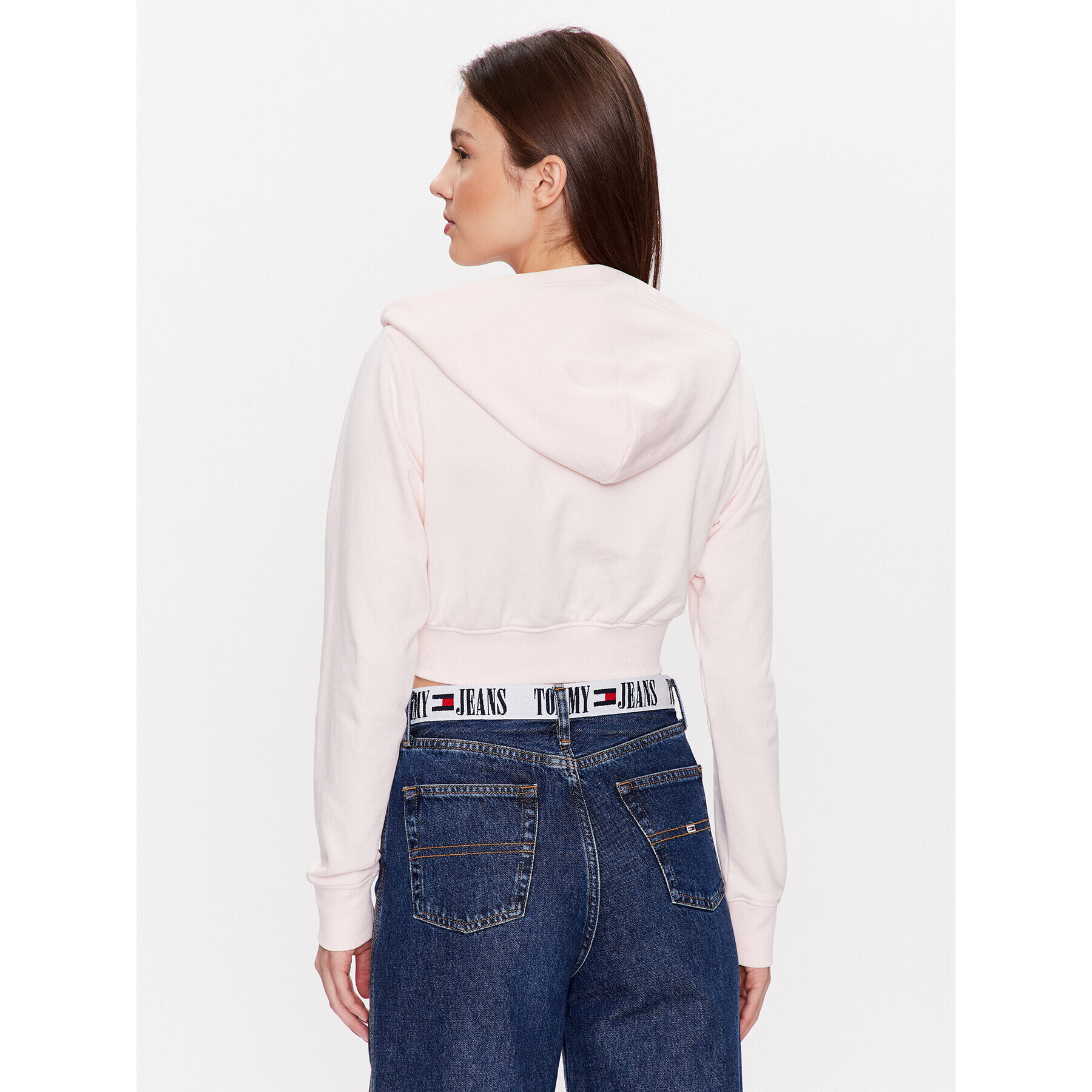 Tommy Jeans Bluză DW0DW15414 Roz Cropped Fit - Pled.ro