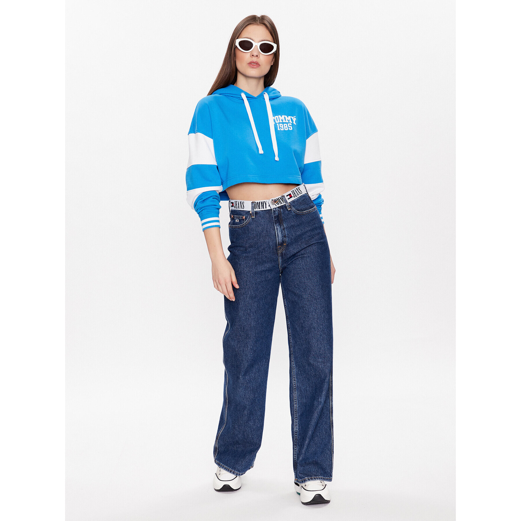 Tommy Jeans Bluză DW0DW15422 Albastru Cropped Fit - Pled.ro