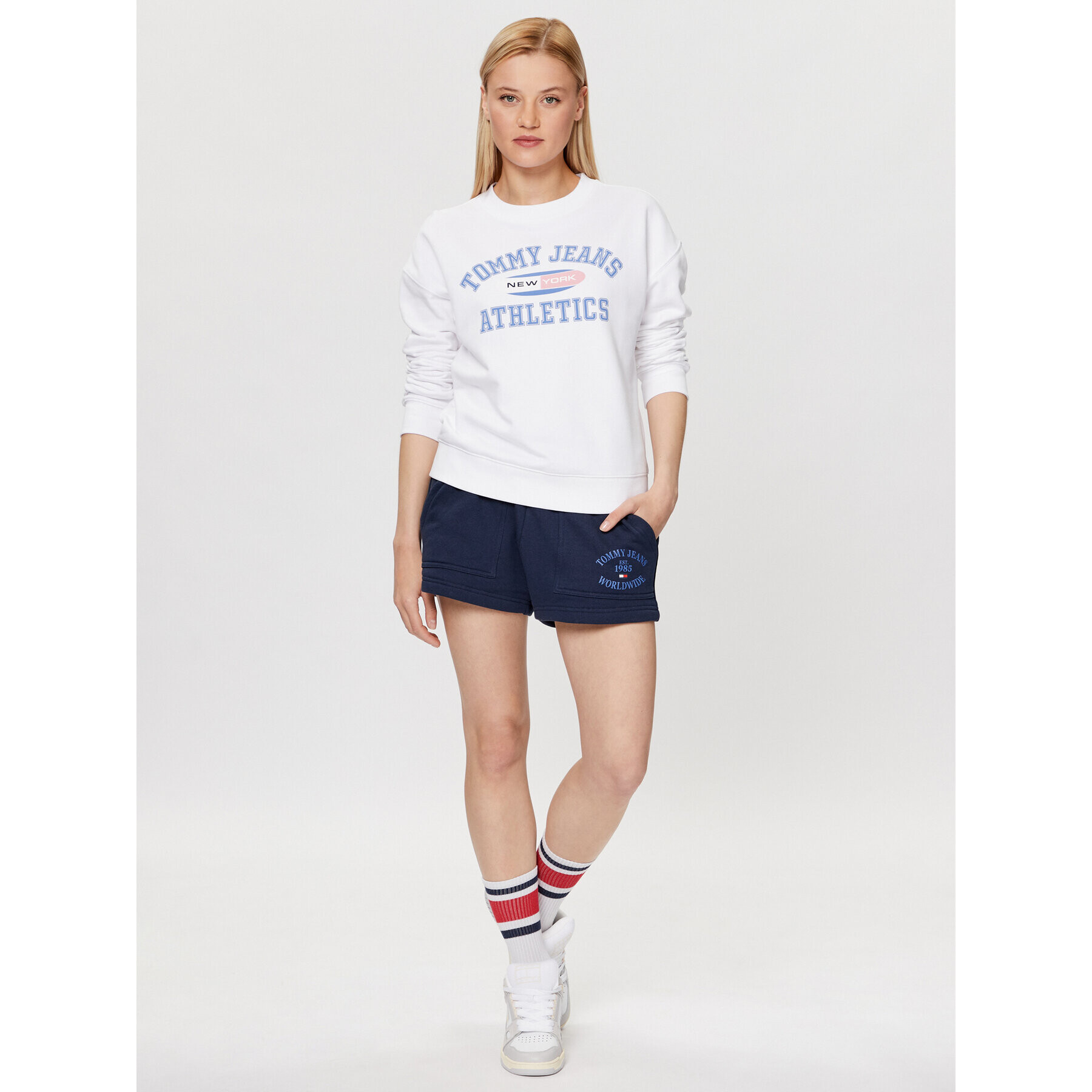 Tommy Jeans Bluză DW0DW16121 Alb Regular Fit - Pled.ro