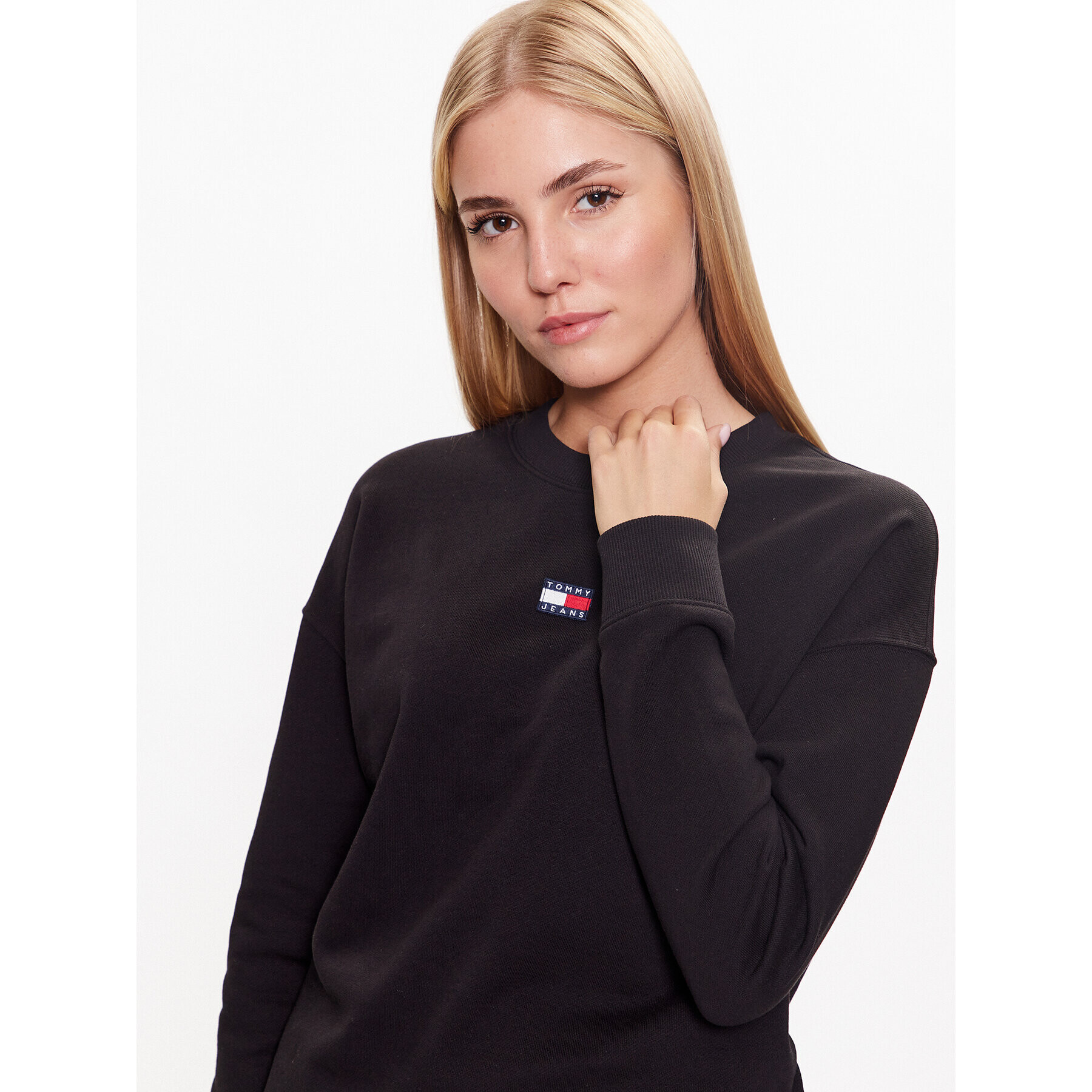 Tommy Jeans Bluză DW0DW16138 Negru Boxy Fit - Pled.ro