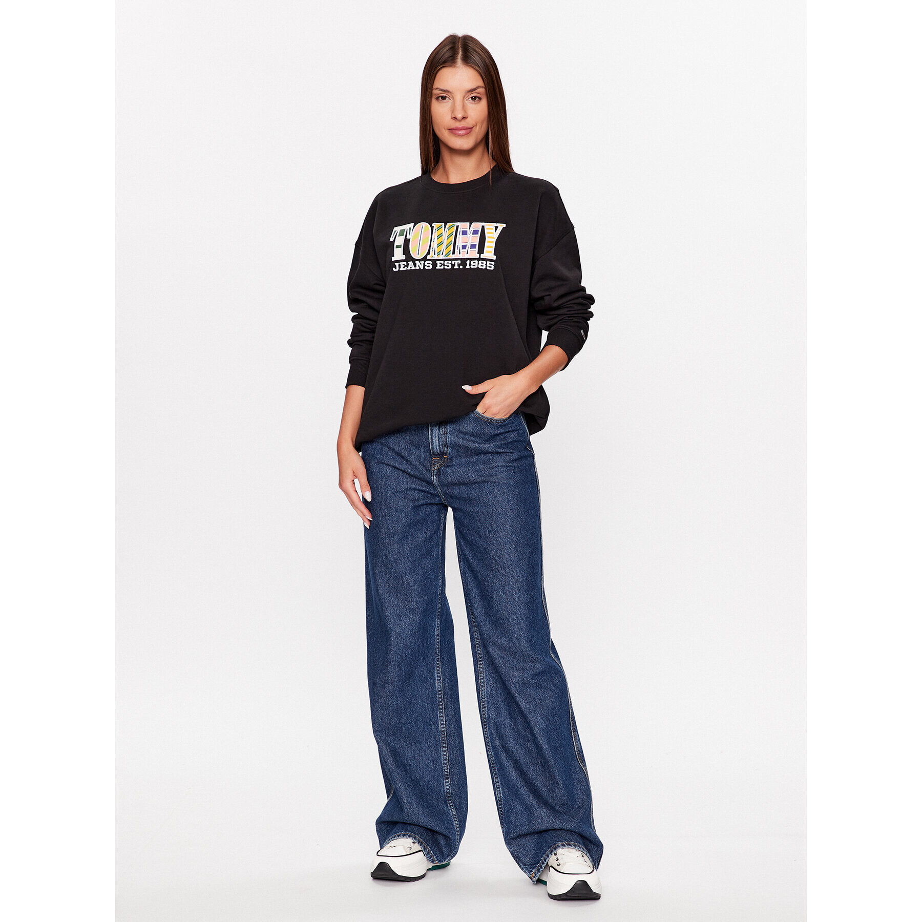 Tommy Jeans Bluză DW0DW16246 Negru Oversize - Pled.ro