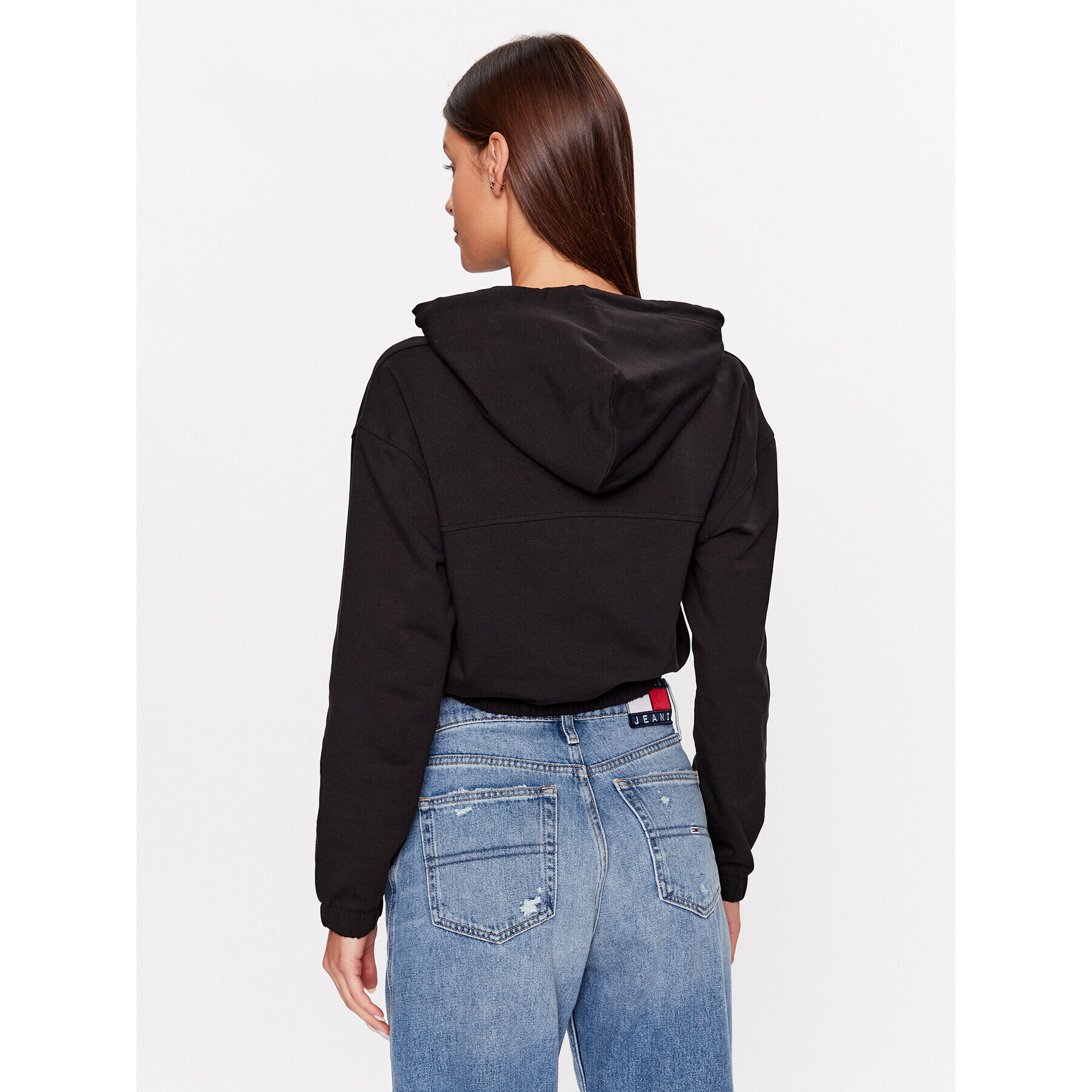 Tommy Jeans Bluză Elasticated Badge DW0DW16135 Negru Relaxed Fit - Pled.ro