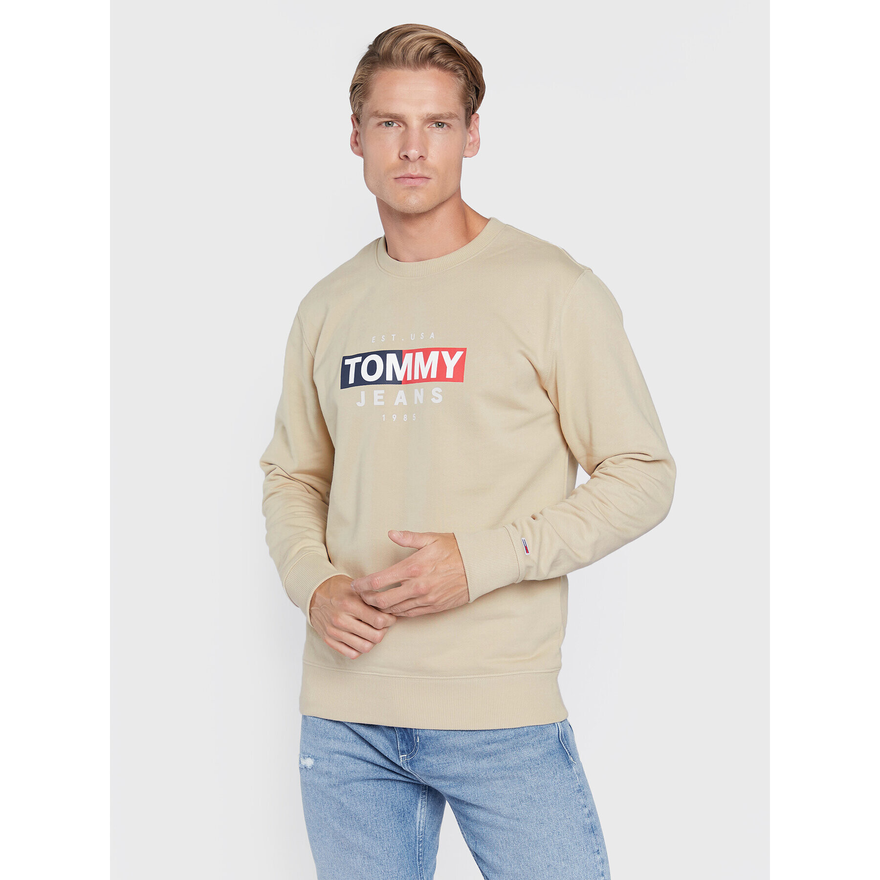 Tommy Jeans Bluză Entry Flag DM0DM14341 Bej Regular Fit - Pled.ro