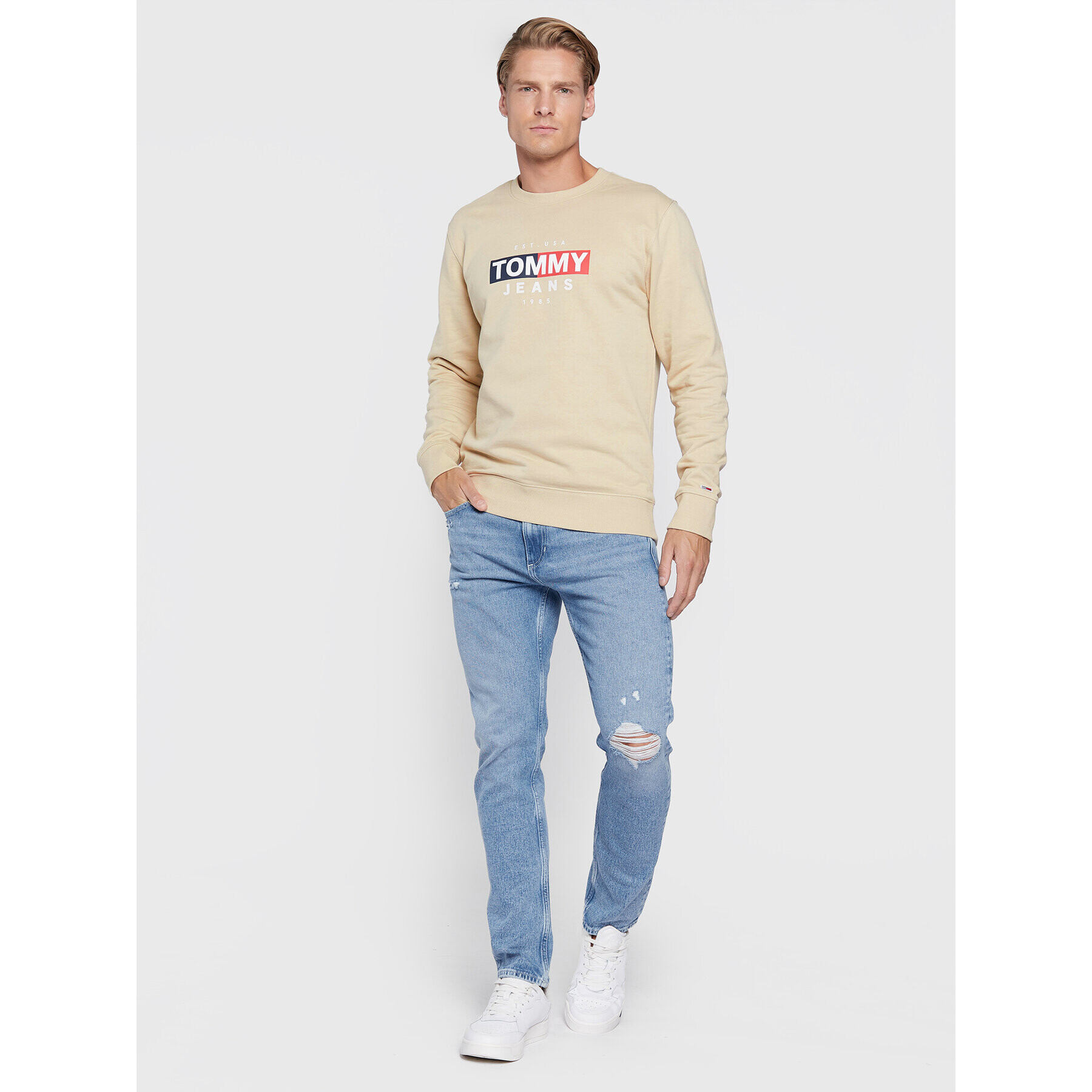 Tommy Jeans Bluză Entry Flag DM0DM14341 Bej Regular Fit - Pled.ro