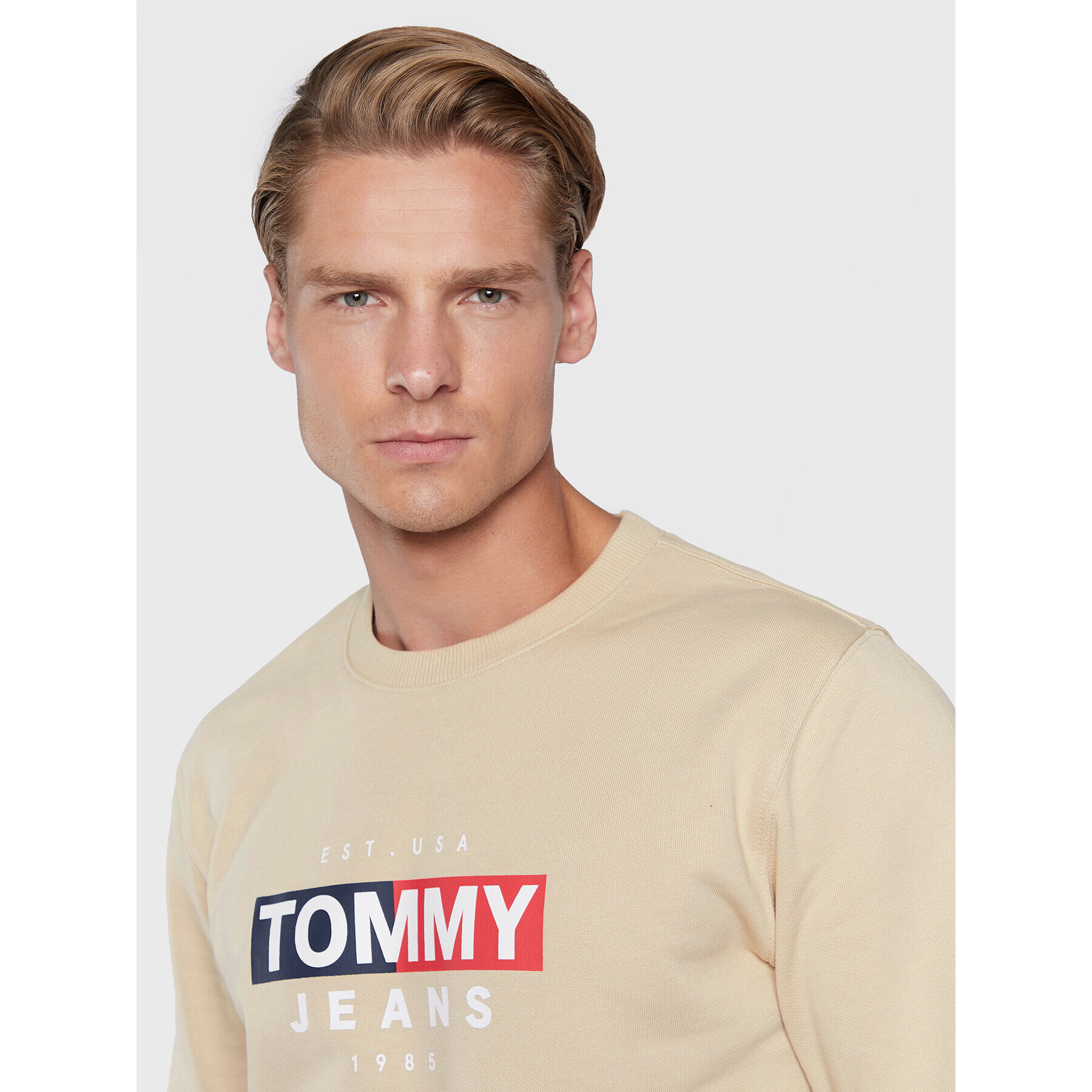 Tommy Jeans Bluză Entry Flag DM0DM14341 Bej Regular Fit - Pled.ro