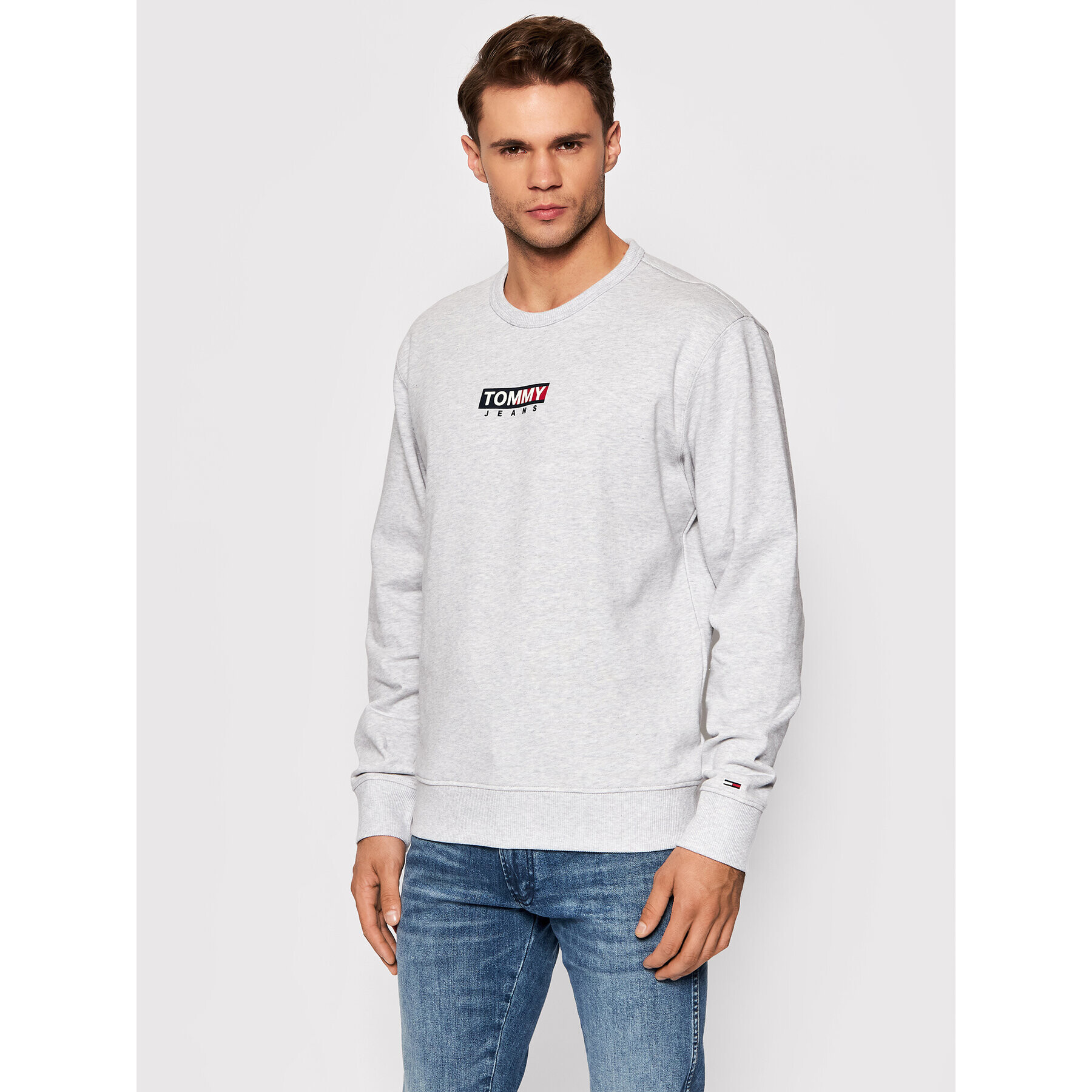 Tommy Jeans Bluză Entry Graphic Crew DM0DM11627 Gri Regular Fit - Pled.ro