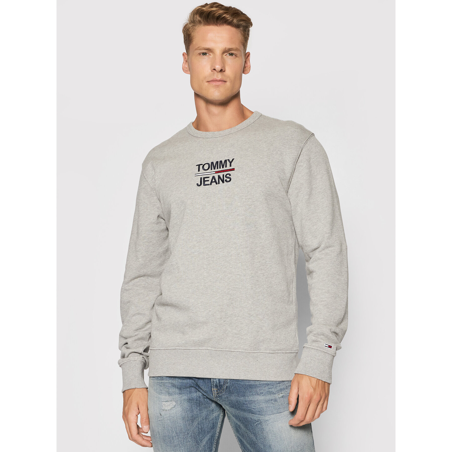 Tommy Jeans Bluză Essential DM0DM10910 Gri Regular Fit - Pled.ro