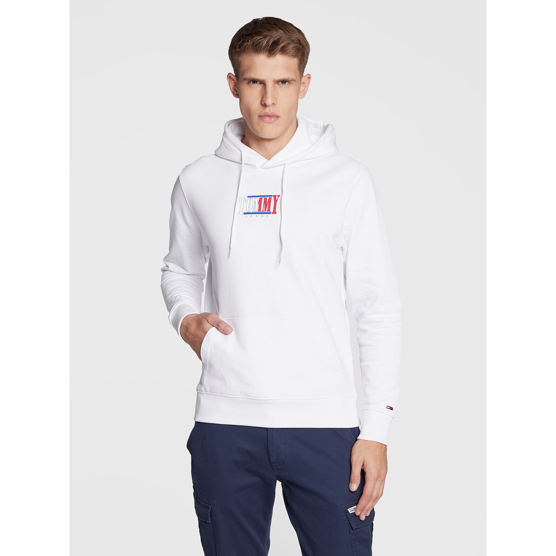 Tommy Jeans Bluză Essential Graphic DM0DM15006 Alb Regular Fit - Pled.ro