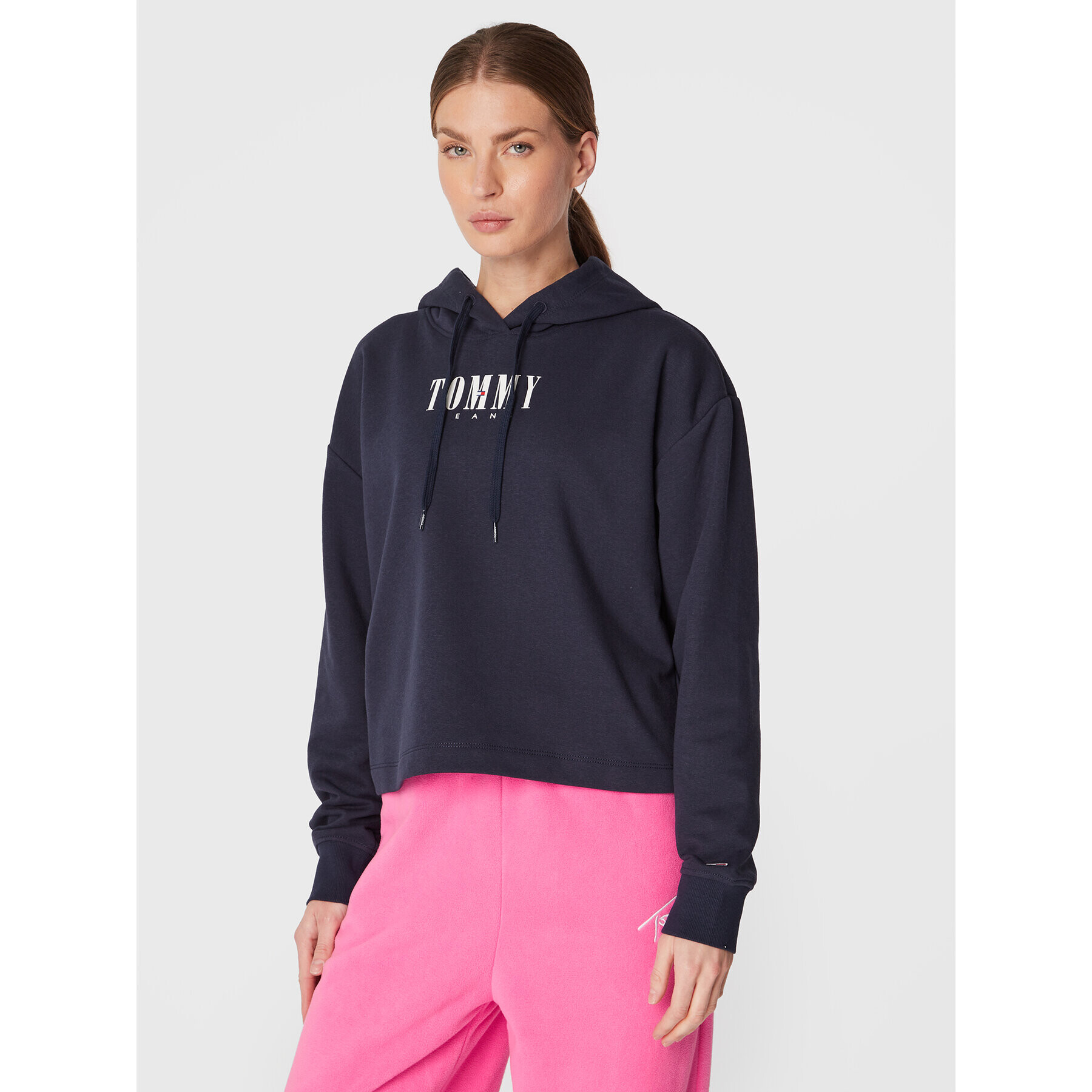 Tommy Jeans Bluză Essential Logo DW0DW14327 Bleumarin Relaxed Fit - Pled.ro