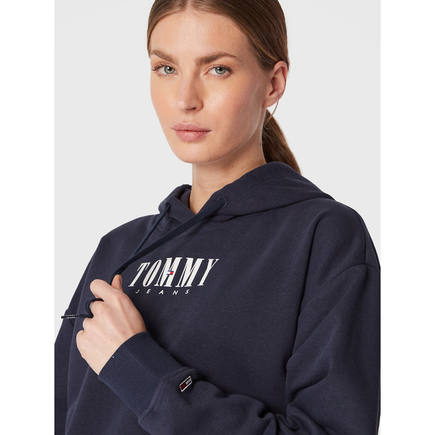 Tommy Jeans Bluză Essential Logo DW0DW14327 Bleumarin Relaxed Fit - Pled.ro