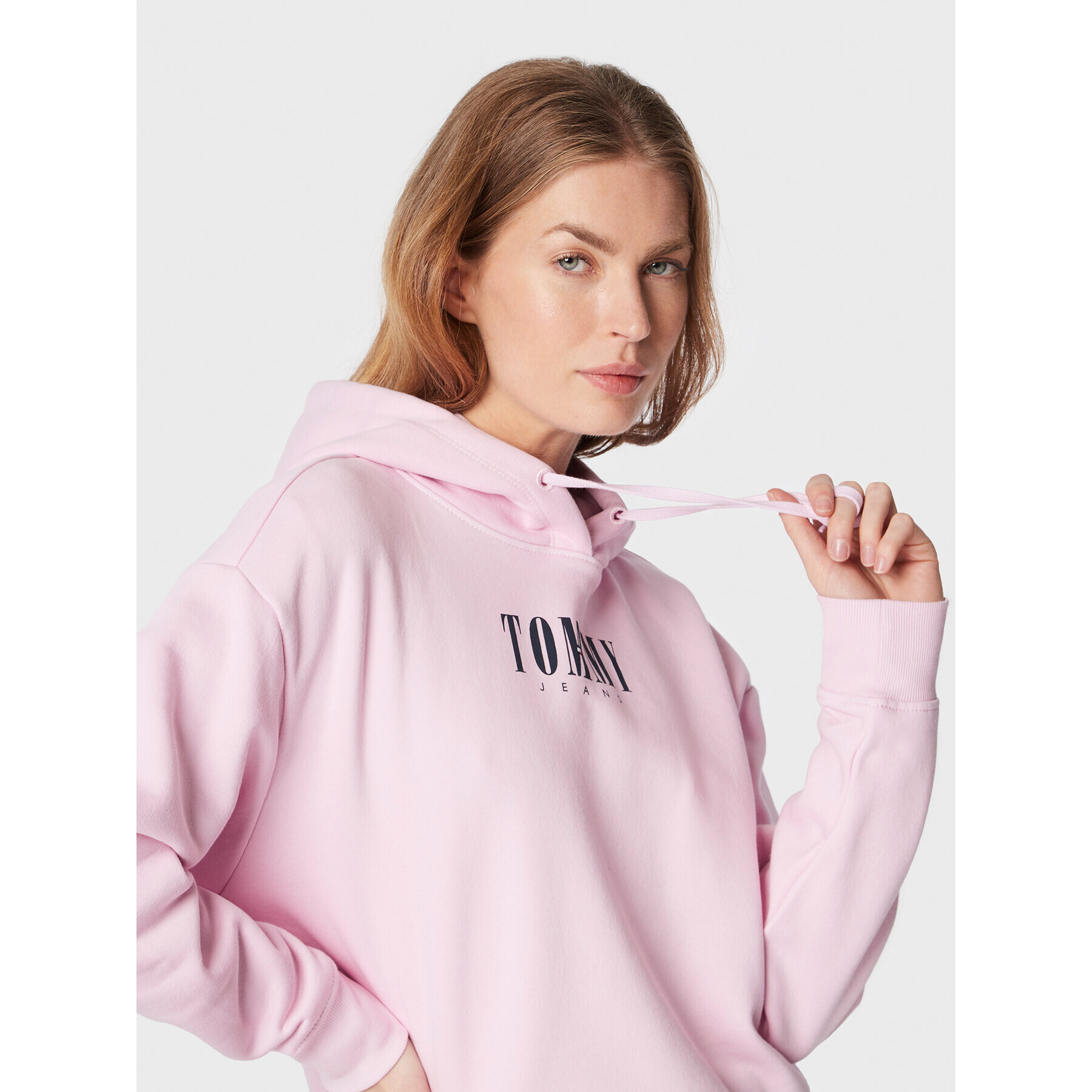 Tommy Jeans Bluză Essential Logo DW0DW14327 Roz Relaxed Fit - Pled.ro