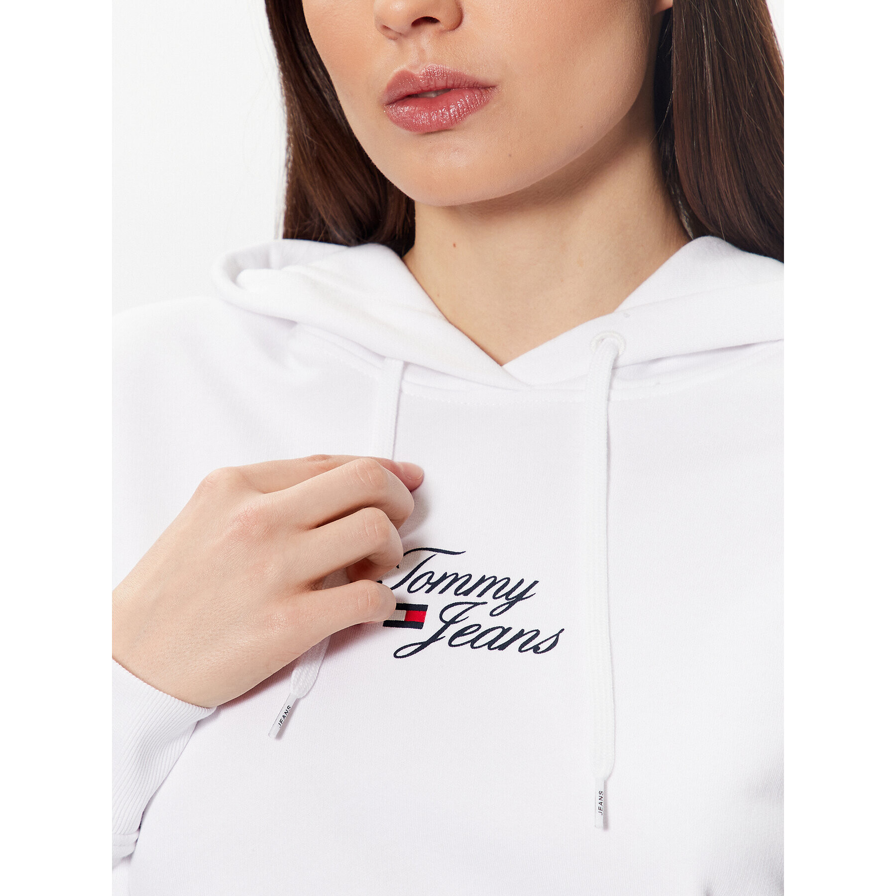 Tommy Jeans Bluză Essential Logo DW0DW15410 Alb Boxy Fit - Pled.ro