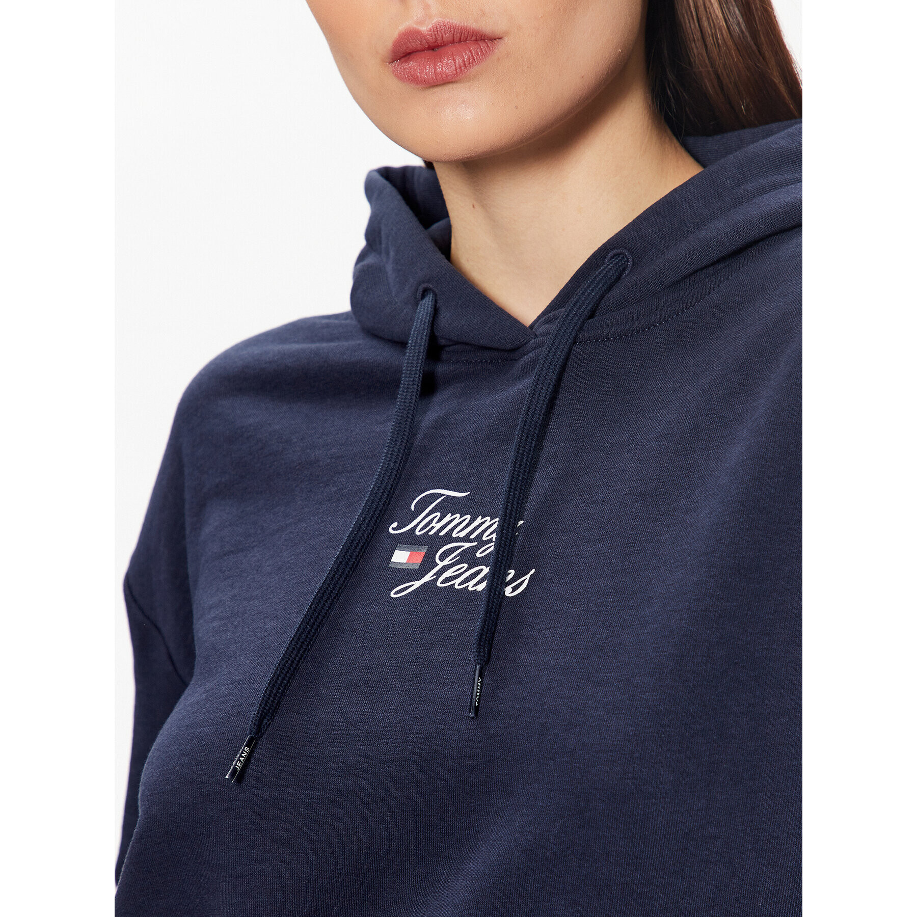 Tommy Jeans Bluză Essential Logo DW0DW15410 Bleumarin Boxy Fit - Pled.ro