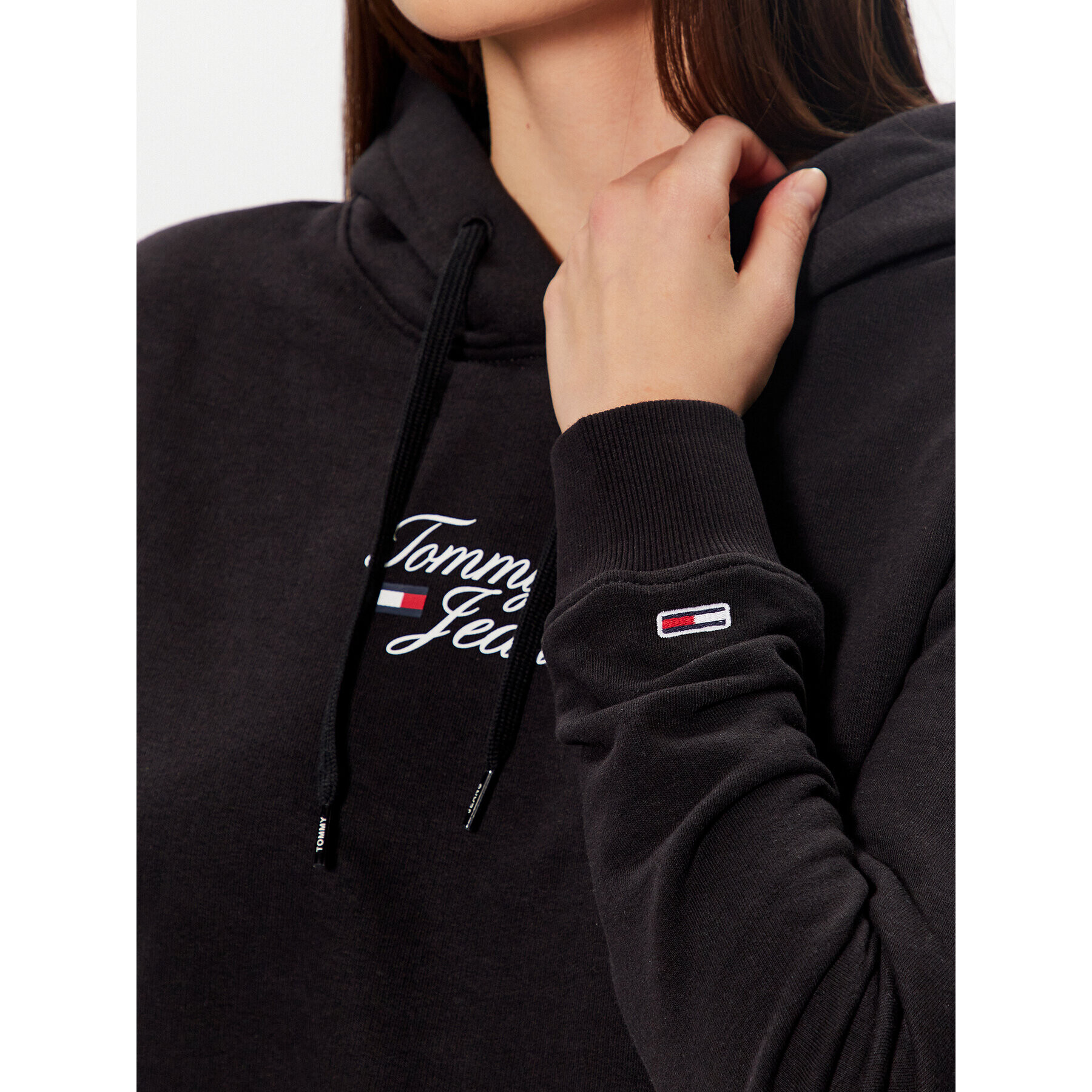 Tommy Jeans Bluză Essential Logo DW0DW15410 Negru Boxy Fit - Pled.ro