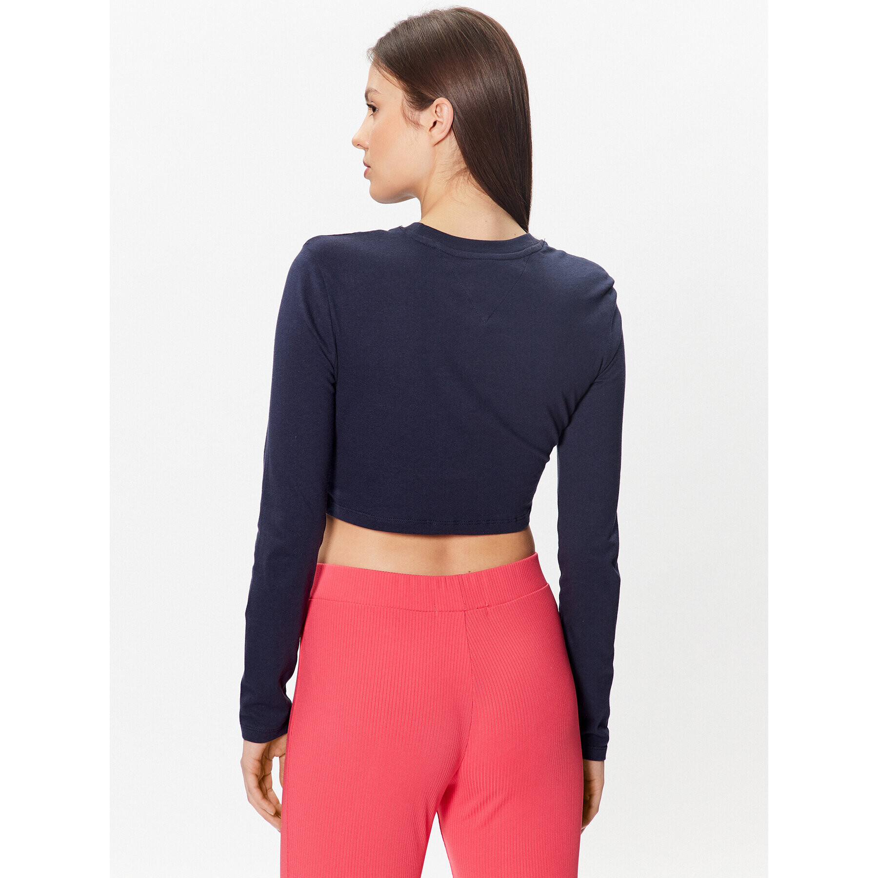 Tommy Jeans Bluză Essential Logo DW0DW15443 Bleumarin Cropped Fit - Pled.ro