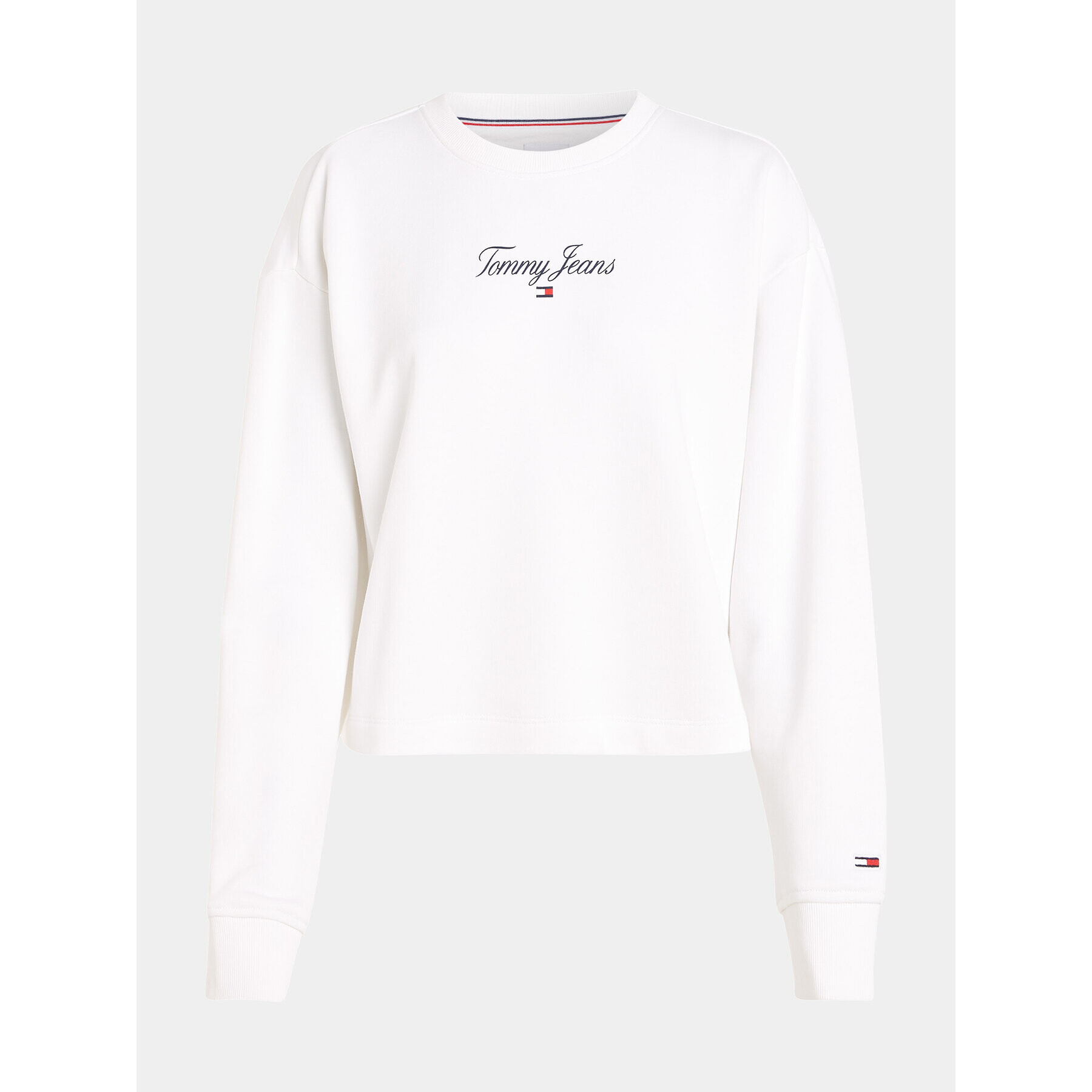 Tommy Jeans Bluză Essential Logo DW0DW16140 Alb Relaxed Fit - Pled.ro