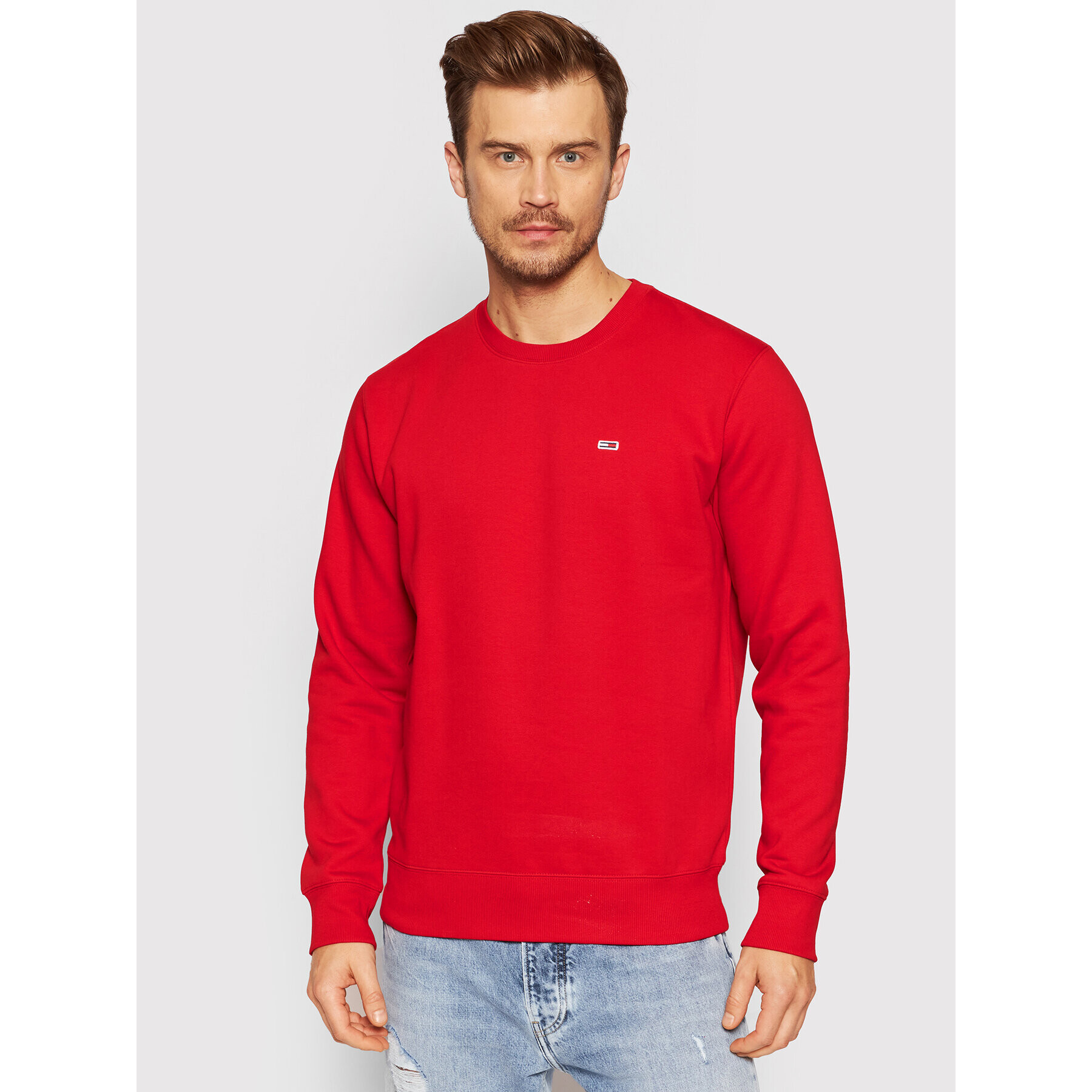 Tommy Jeans Bluză Fleece DM0DM09591 Roșu Regular Fit - Pled.ro