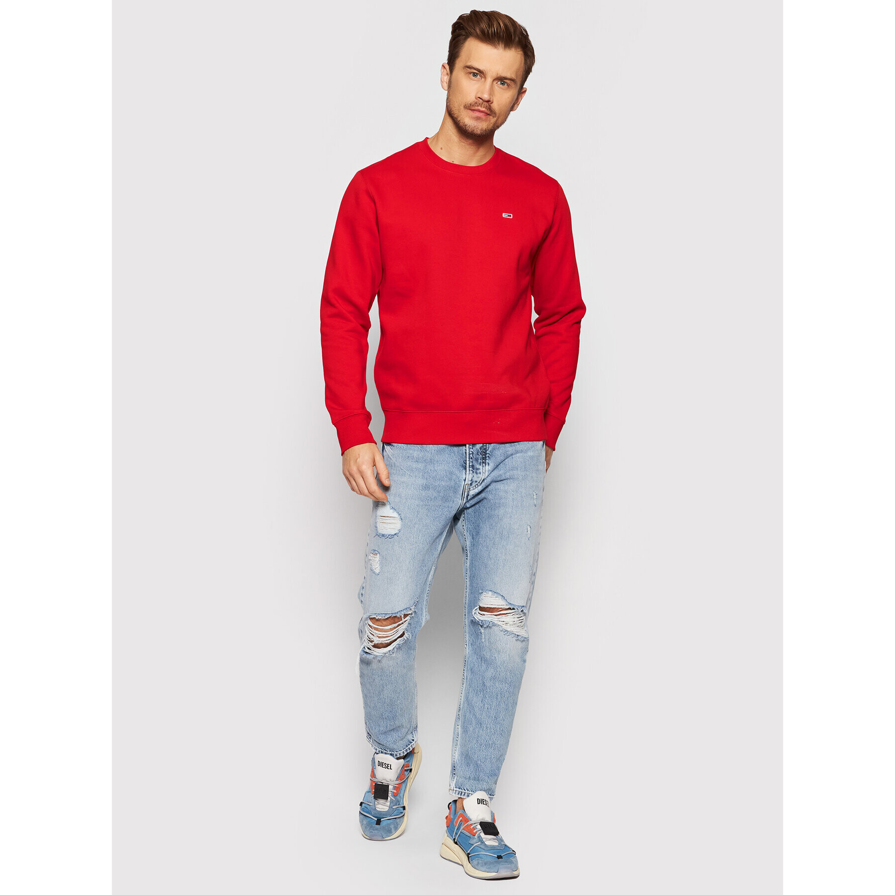 Tommy Jeans Bluză Fleece DM0DM09591 Roșu Regular Fit - Pled.ro