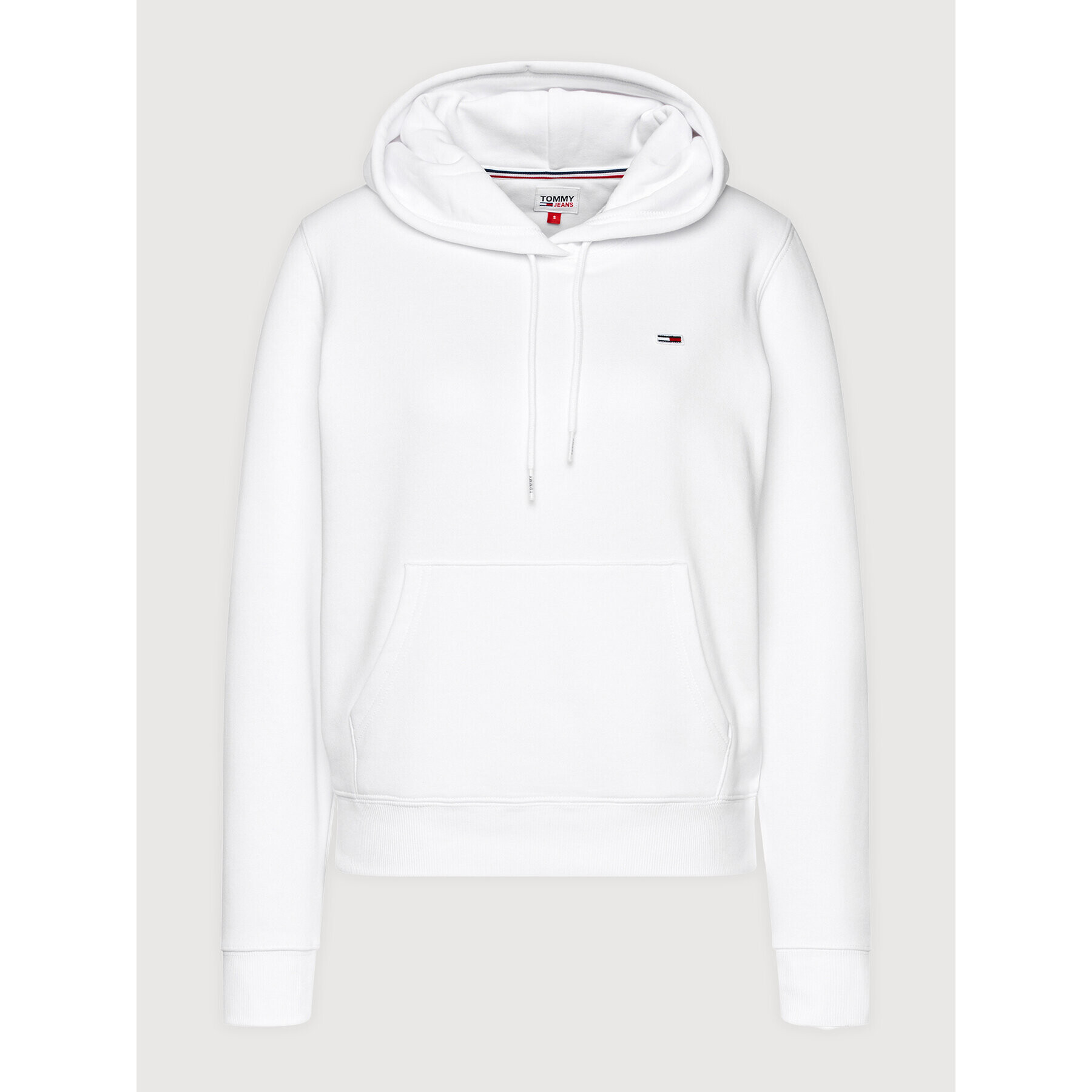 Tommy Jeans Bluză Fleece Hoodie DW0DW09228 Alb Regular Fit - Pled.ro