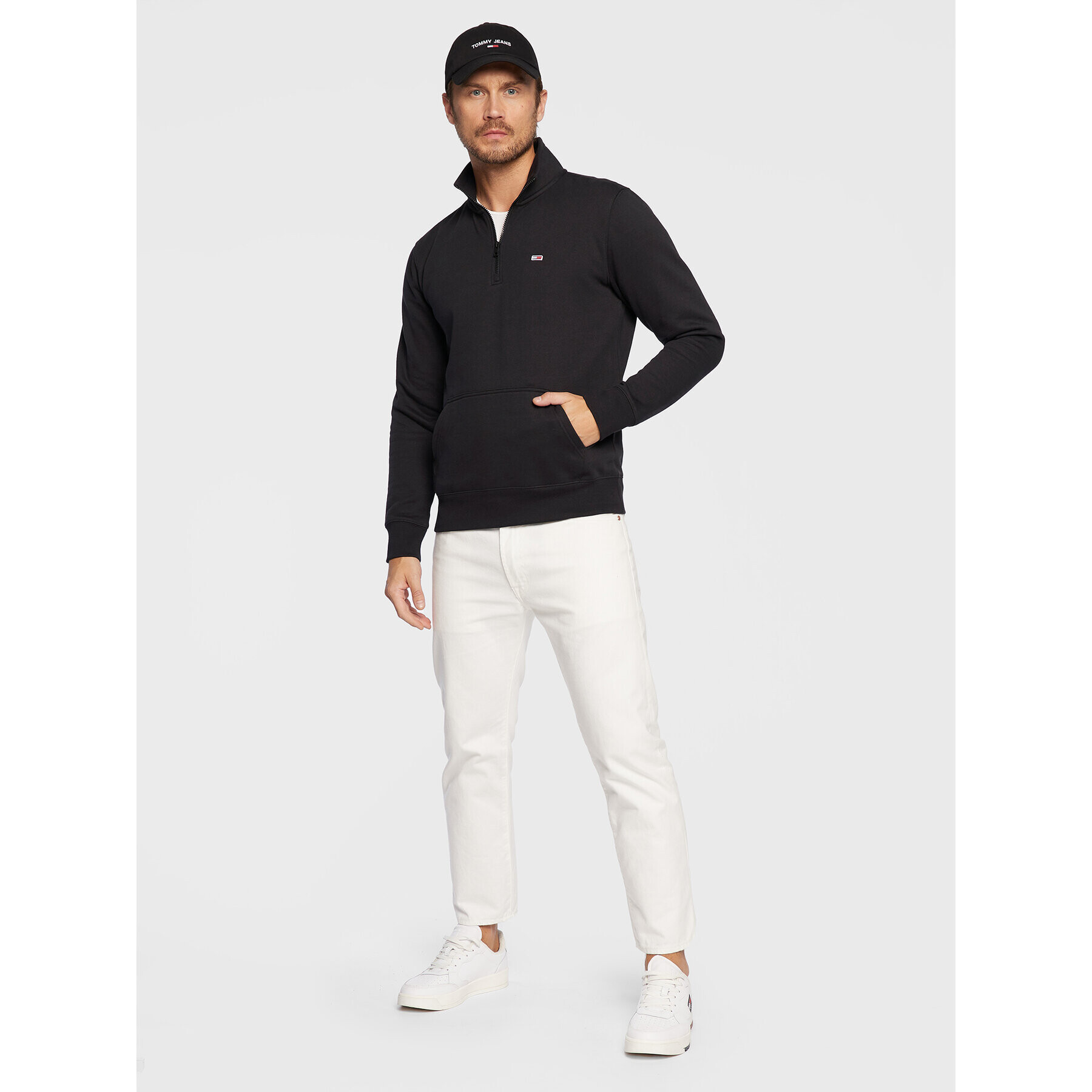 Tommy Jeans Bluză Fleece Mock DM0DM15004 Negru Regular Fit - Pled.ro