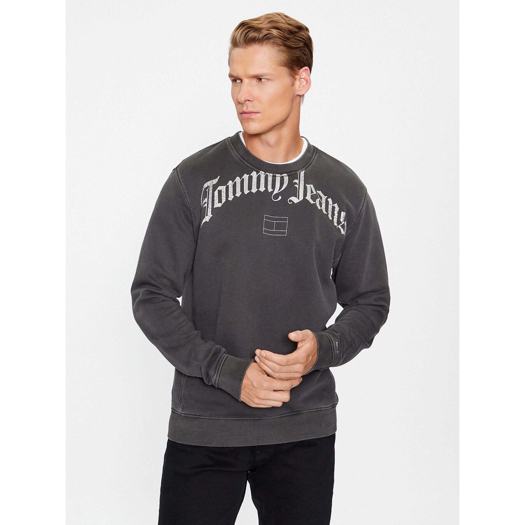 Tommy Jeans Bluză Grunge Arch DM0DM17792 Negru Relaxed Fit - Pled.ro